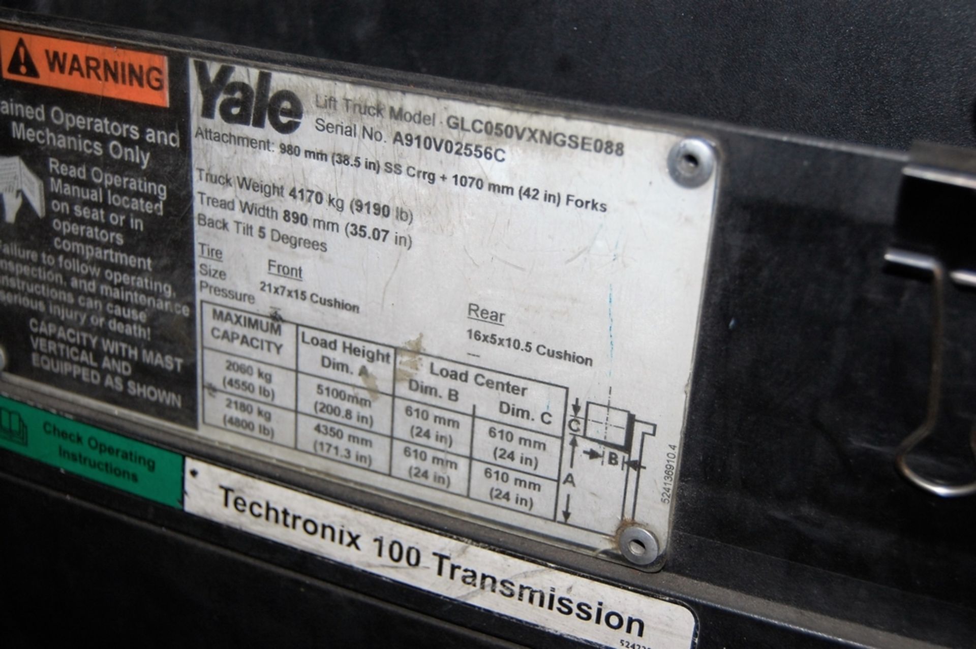 Yale Model GLC050VXNGSE088 Propane Forklift Truck - Image 5 of 17