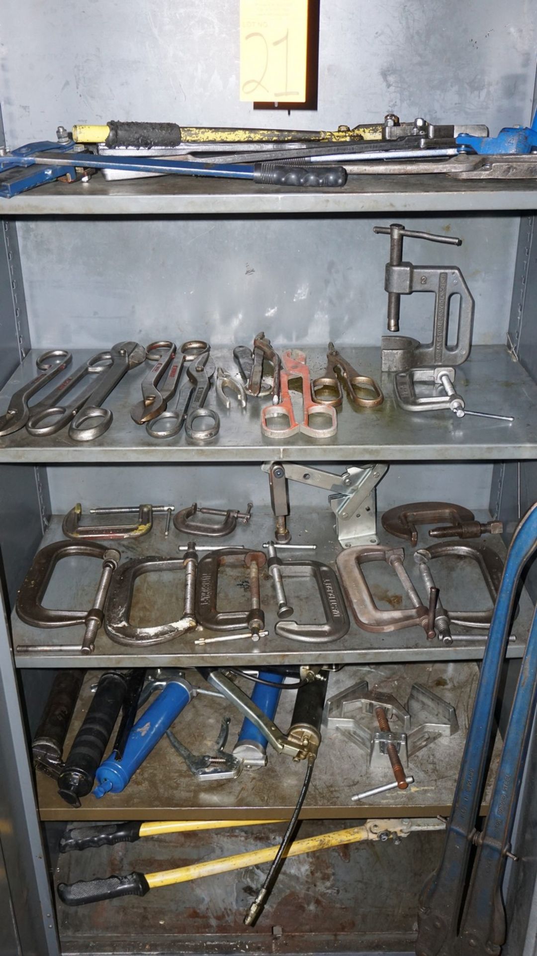 Cutters, C-Clamps, Vise with Cabinet