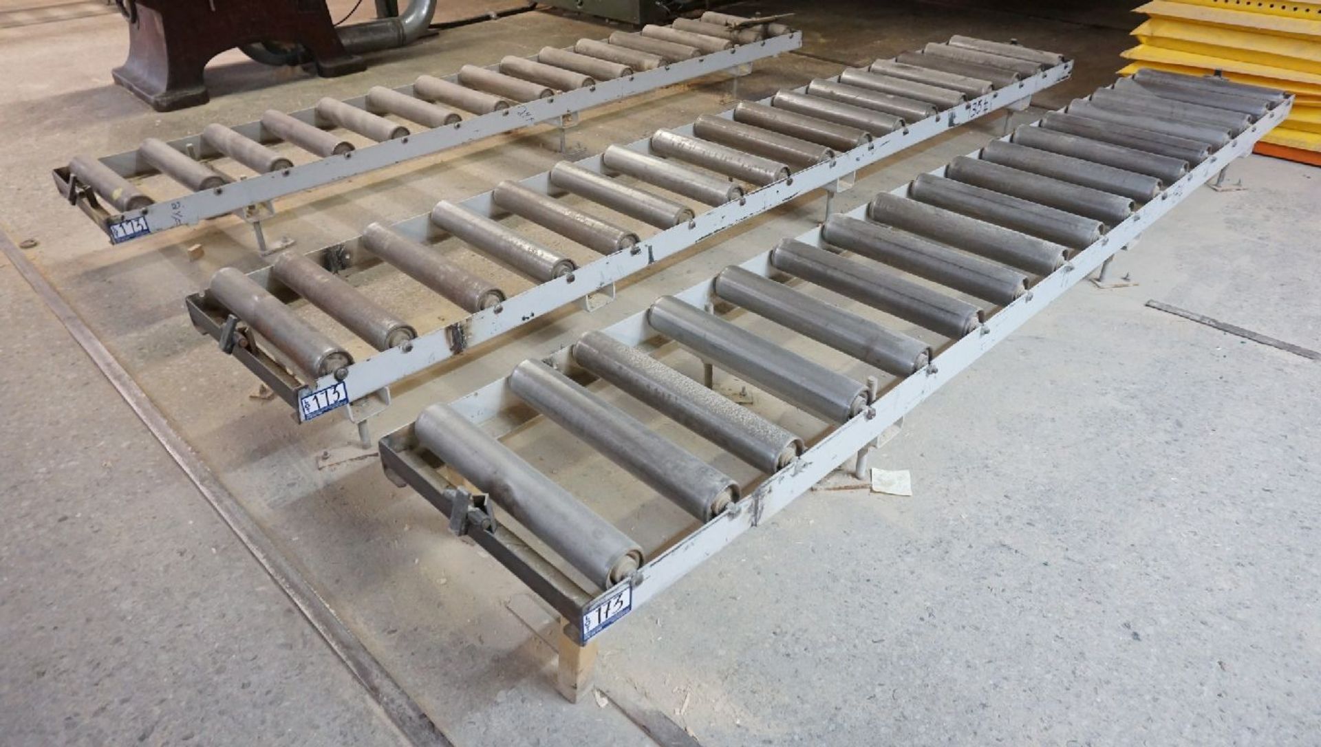 (9) Roller Conveyors, Various Size 21" W x 11' , 10' , 6' , 5' Long