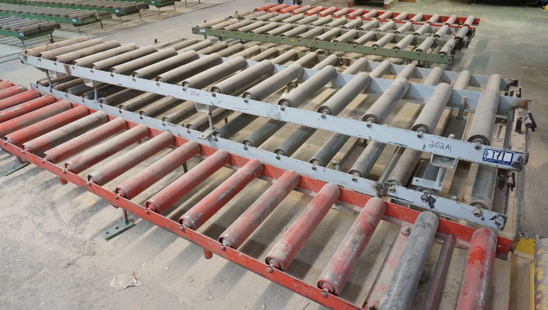 (9) Roller Conveyors, Various Size 21" W x 12' , 10' , 6' , 5' Long