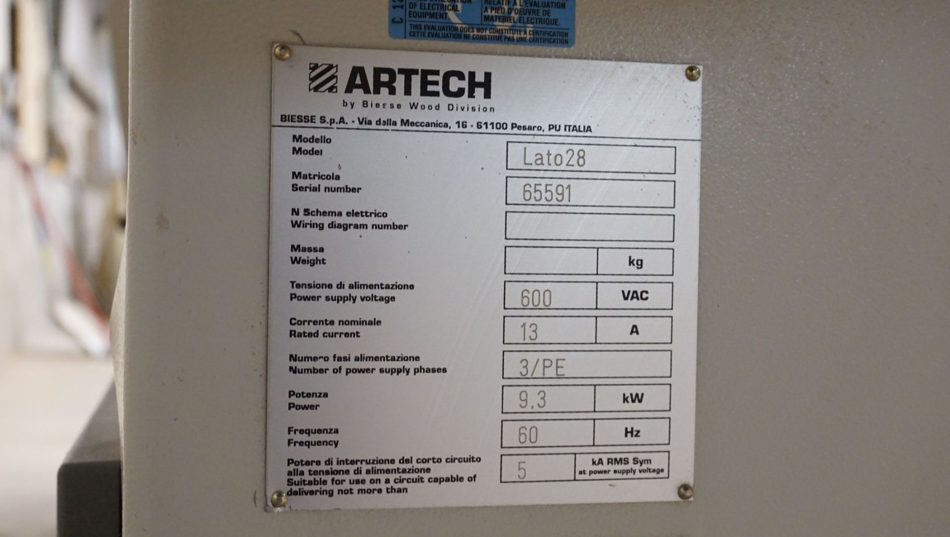 Biesse Model Artech LATO 28 600V Edgebander - Image 7 of 8