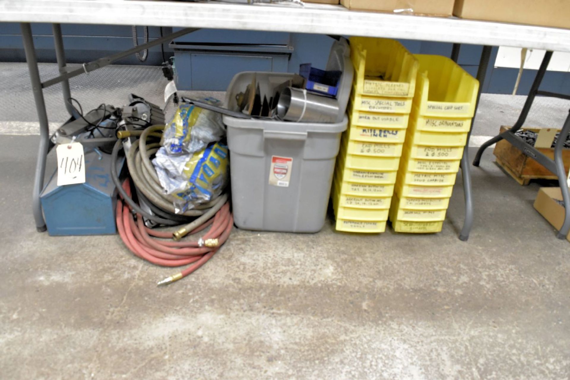 Tool Box, Hose, Totes, etc. under (1) Table, (Located at Tuck Road Plant)