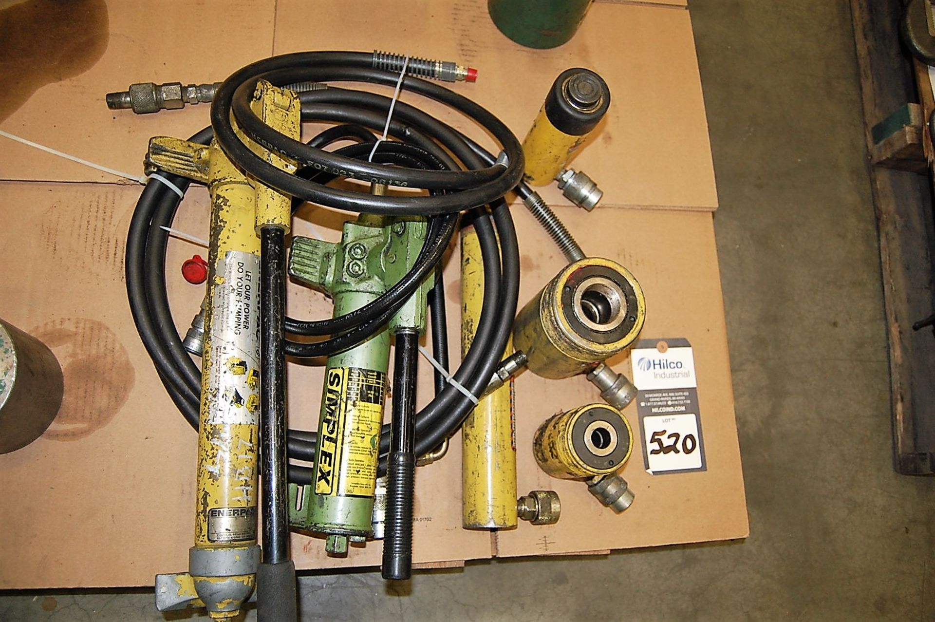 Lot of (3) Hydraulic Cylinders and (3) Hydraulic Pumps