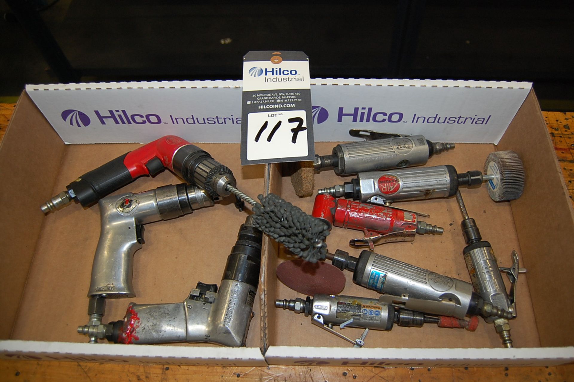 Lot of (9) Assorted Pneumatic Tools