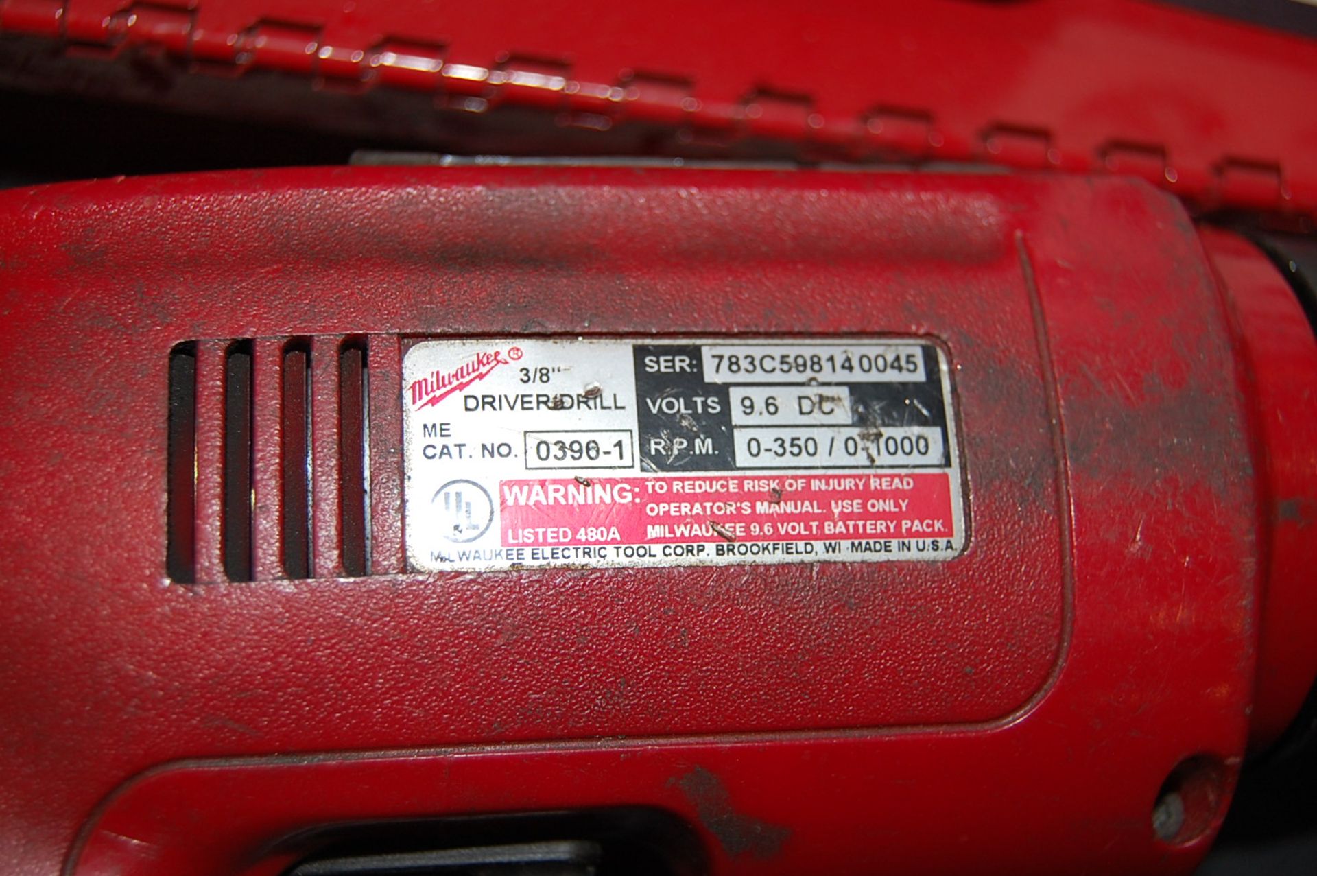 Milwaukee Cat # 0396-1 Cordless 3/8" Driver Drill - Image 3 of 4