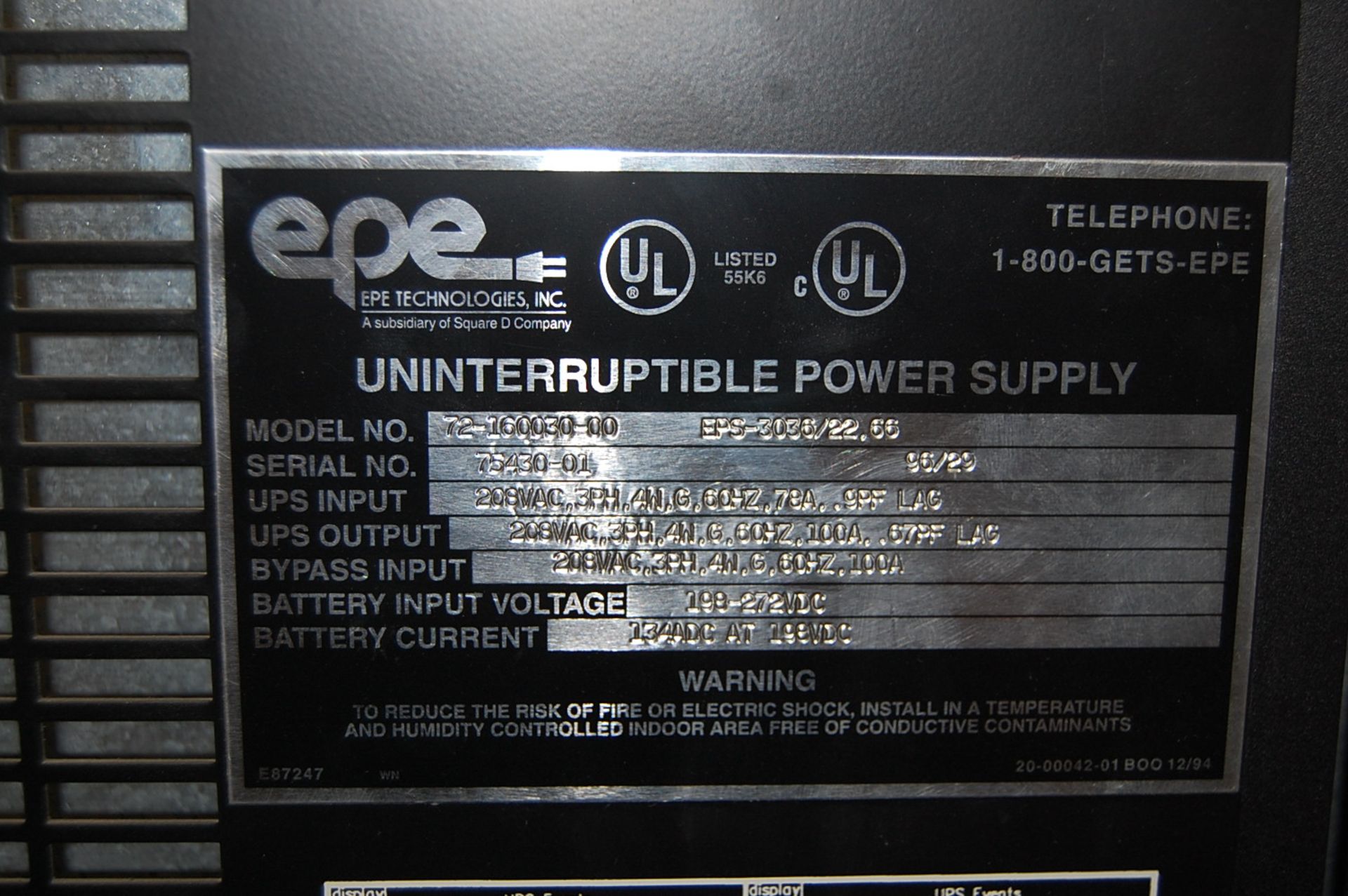 Model Power Battery Company Uninterruptible Power Supply Unit - Image 6 of 9