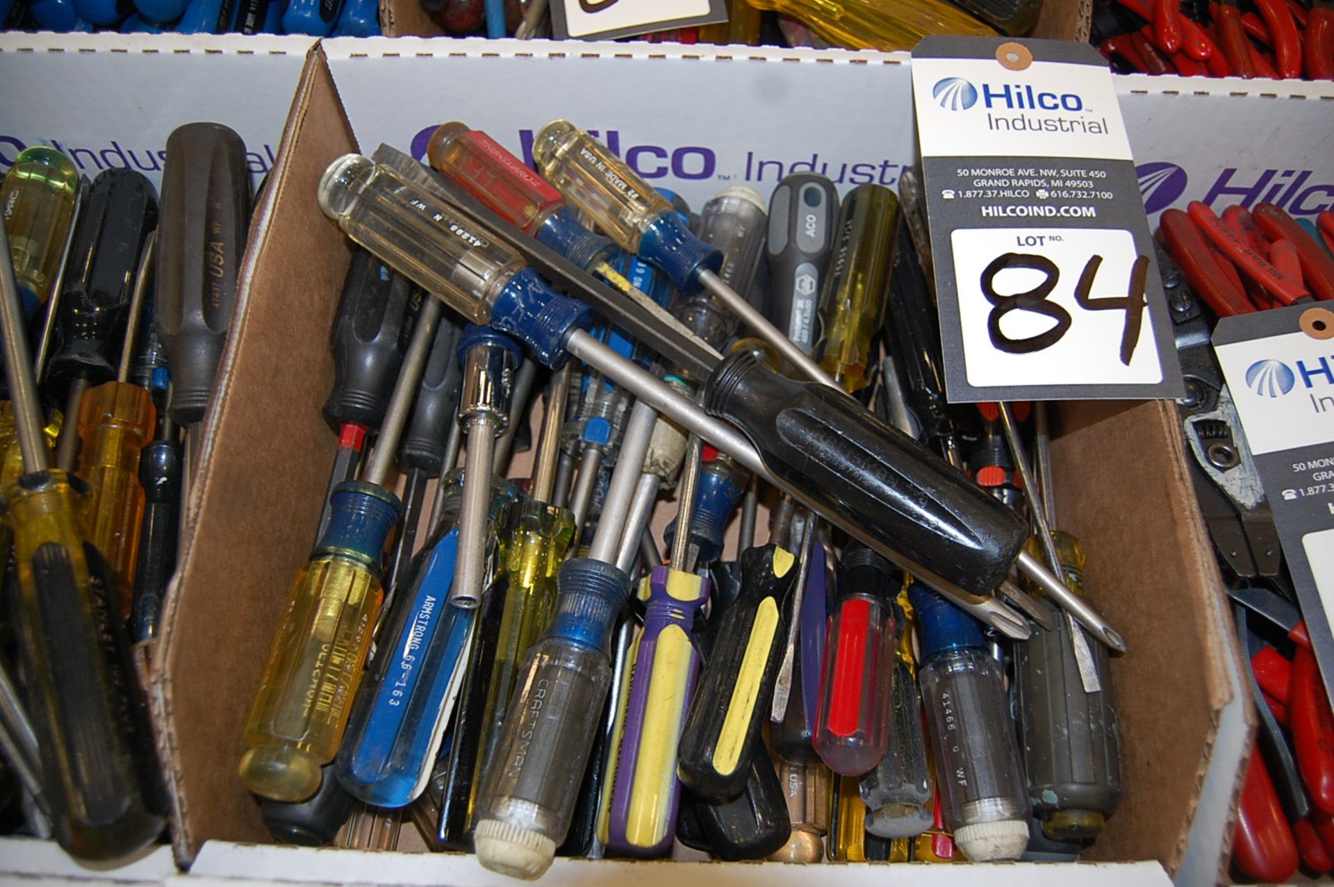 Box of Assorted Slotted and Phillips Screwdrivers