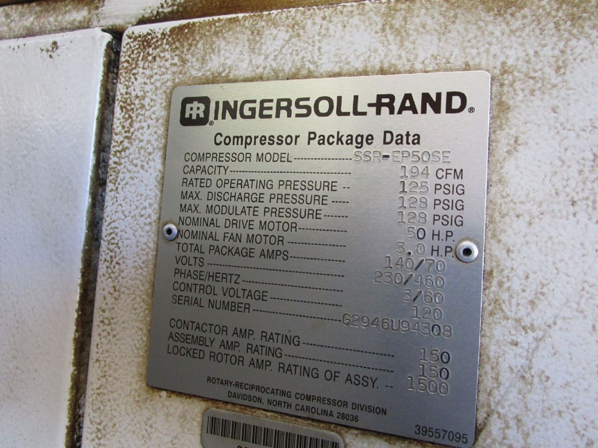 Ingersoll Rand Model SSR-EP50SE Rotary Screw Air Compressor - Image 4 of 4