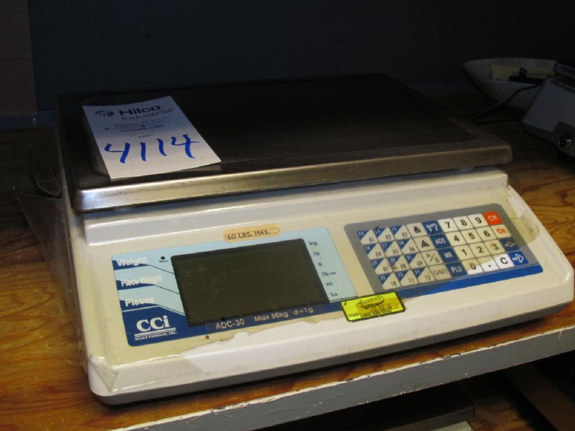 CCI Model ADC30 30 kg Cap., Digital Bench Top Scale