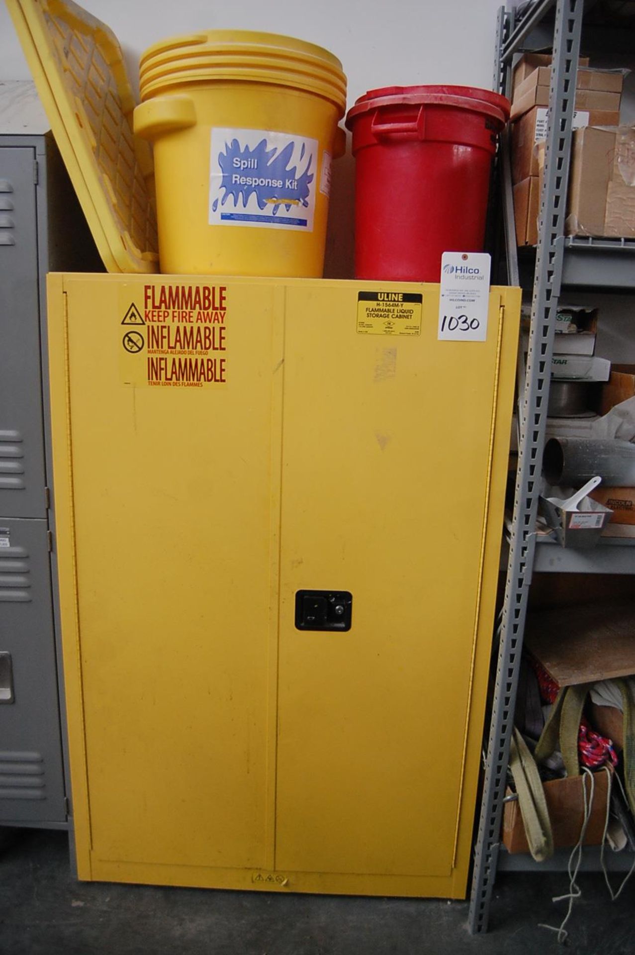 Uline Model H-1564M-Y 45-Gallon Flammable Liquids Storage Cabinet