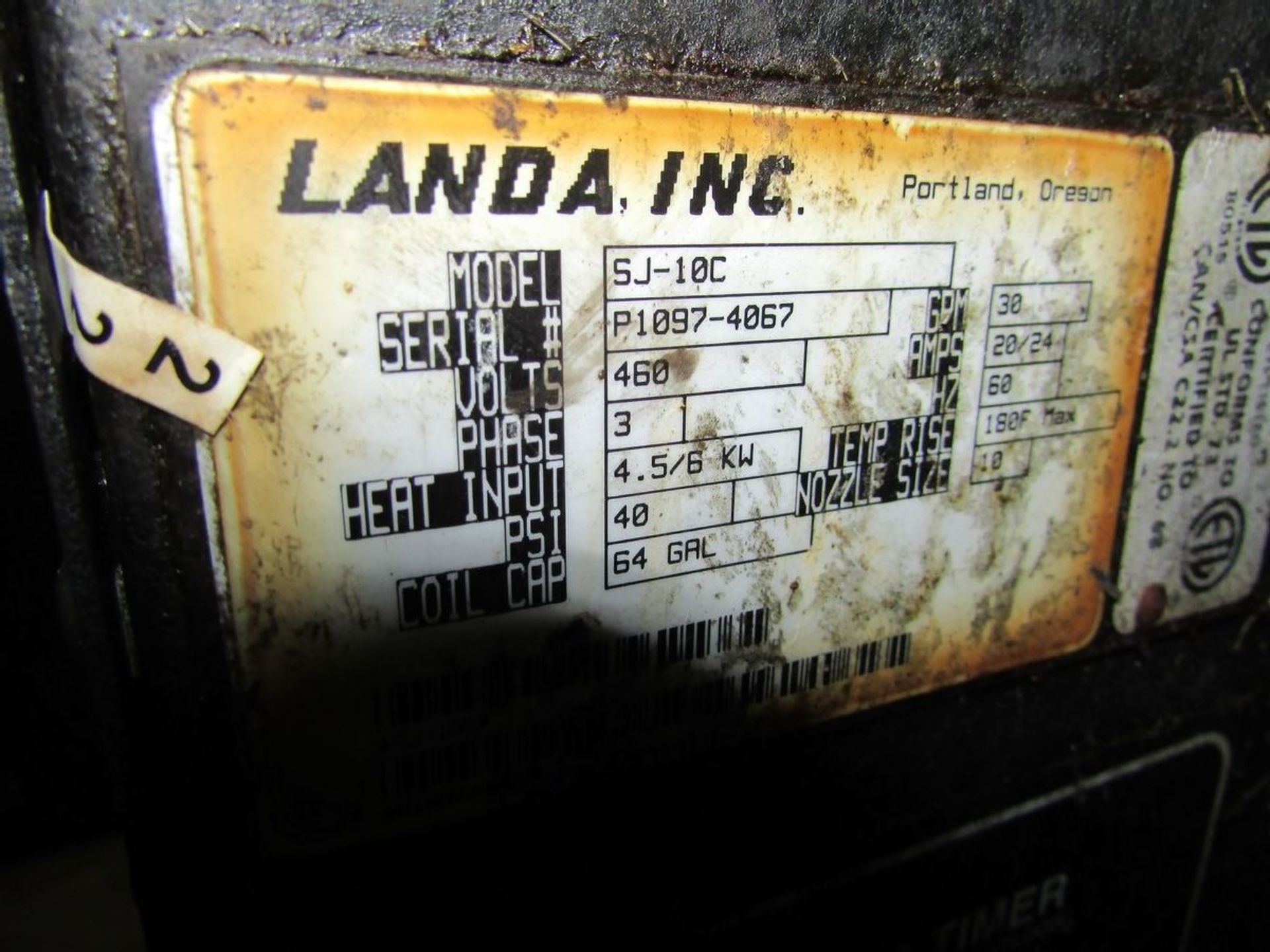 Landa Model SJ-10C Top Loading Hot Water Automatic Parts Washer - Image 11 of 11