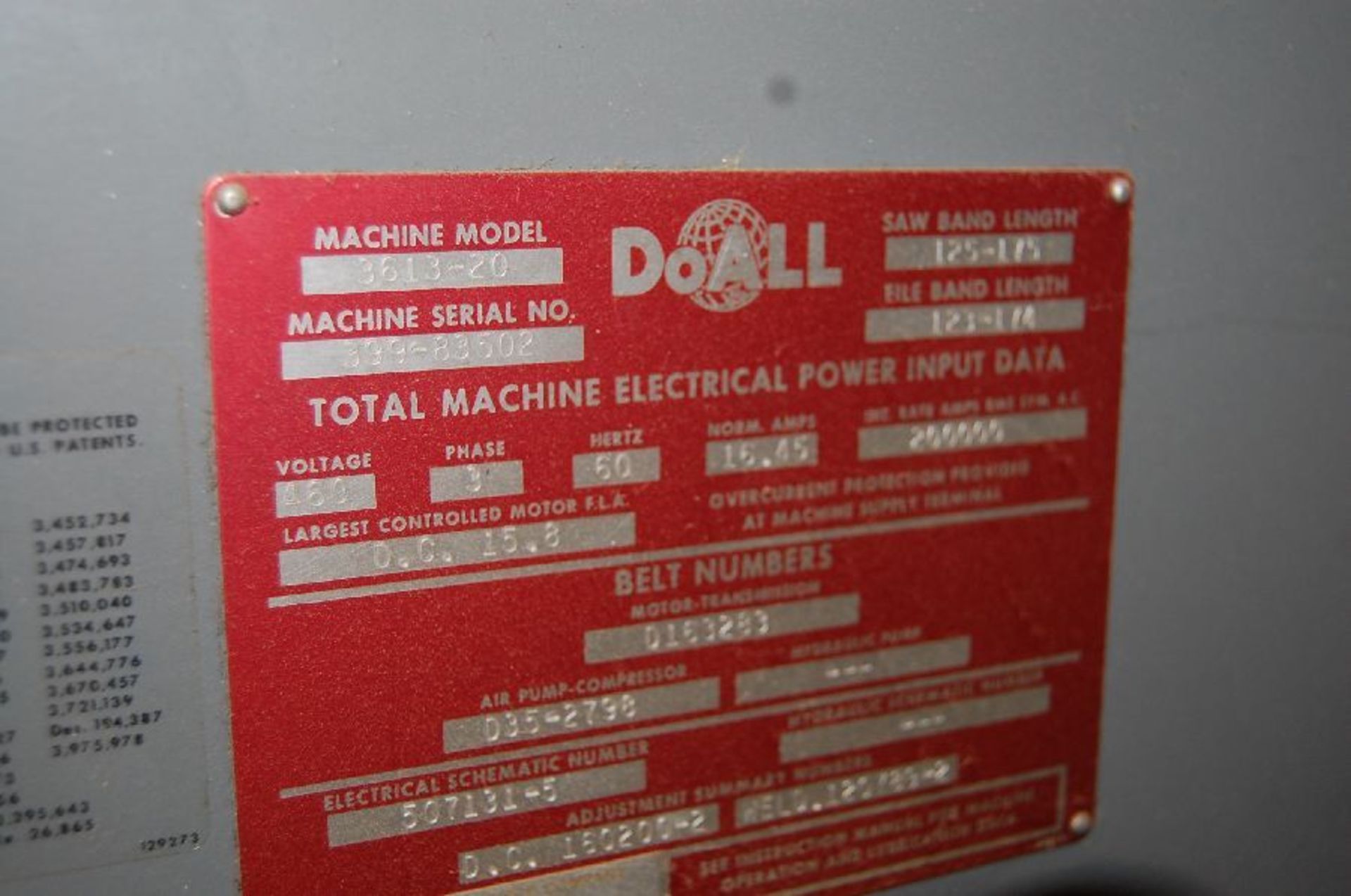 DoAll Model 3613-20 36" Throat Vertical Band Saw - Image 5 of 6