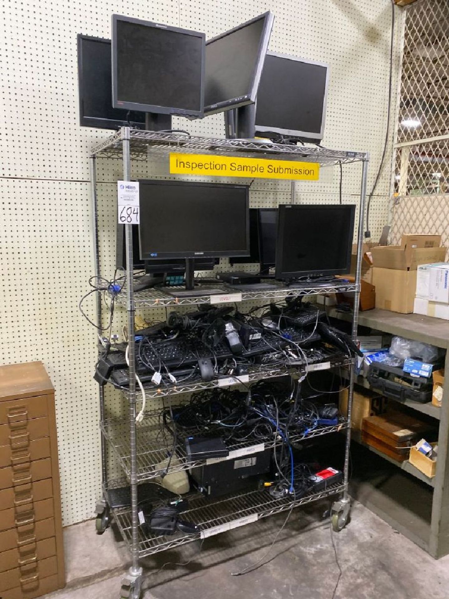 Lot of Assorted Flat screen Monitors, Keyboards, Mice, and Computers