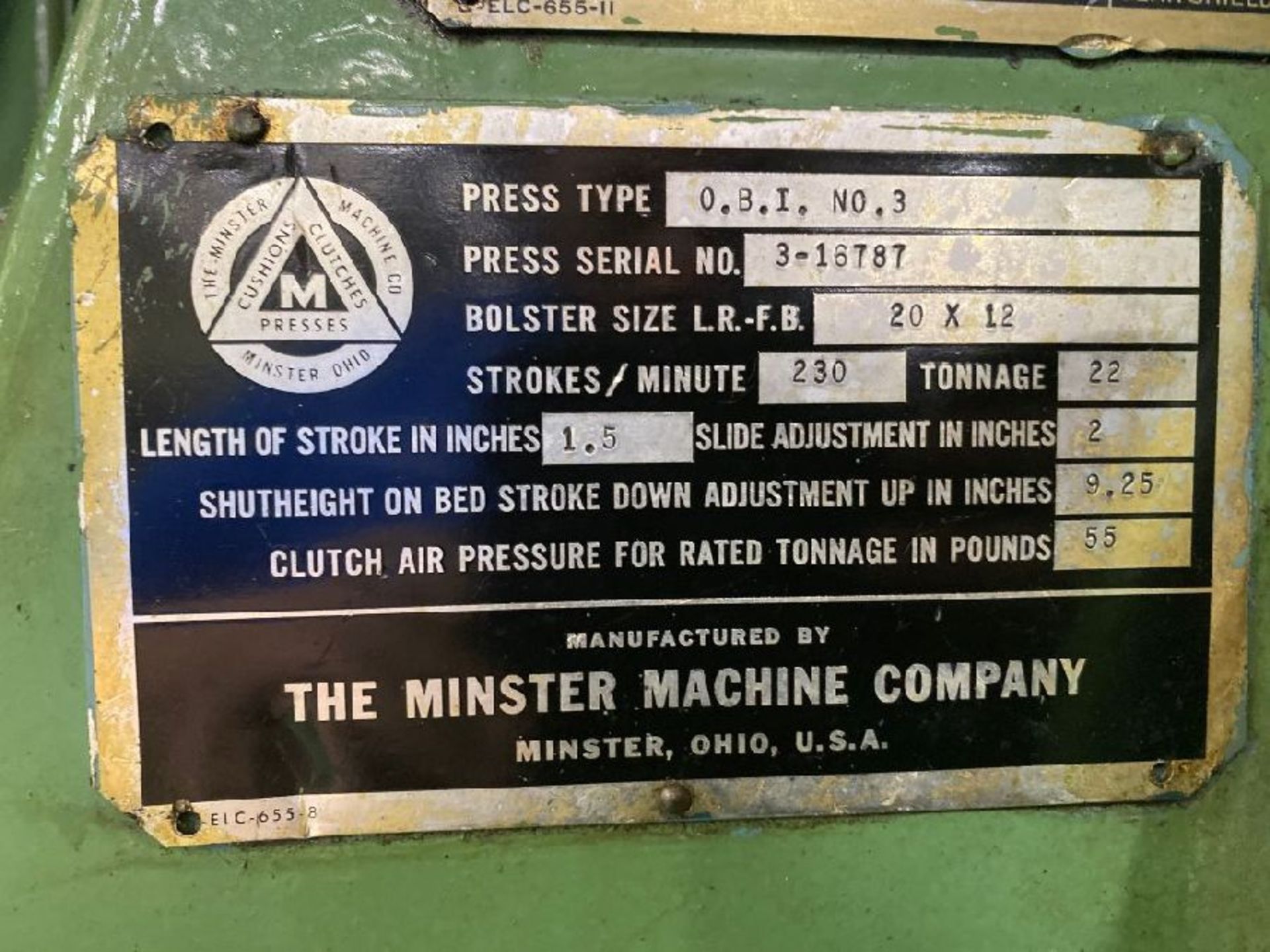 Minster Model No. 3 OBI Press - Image 5 of 5