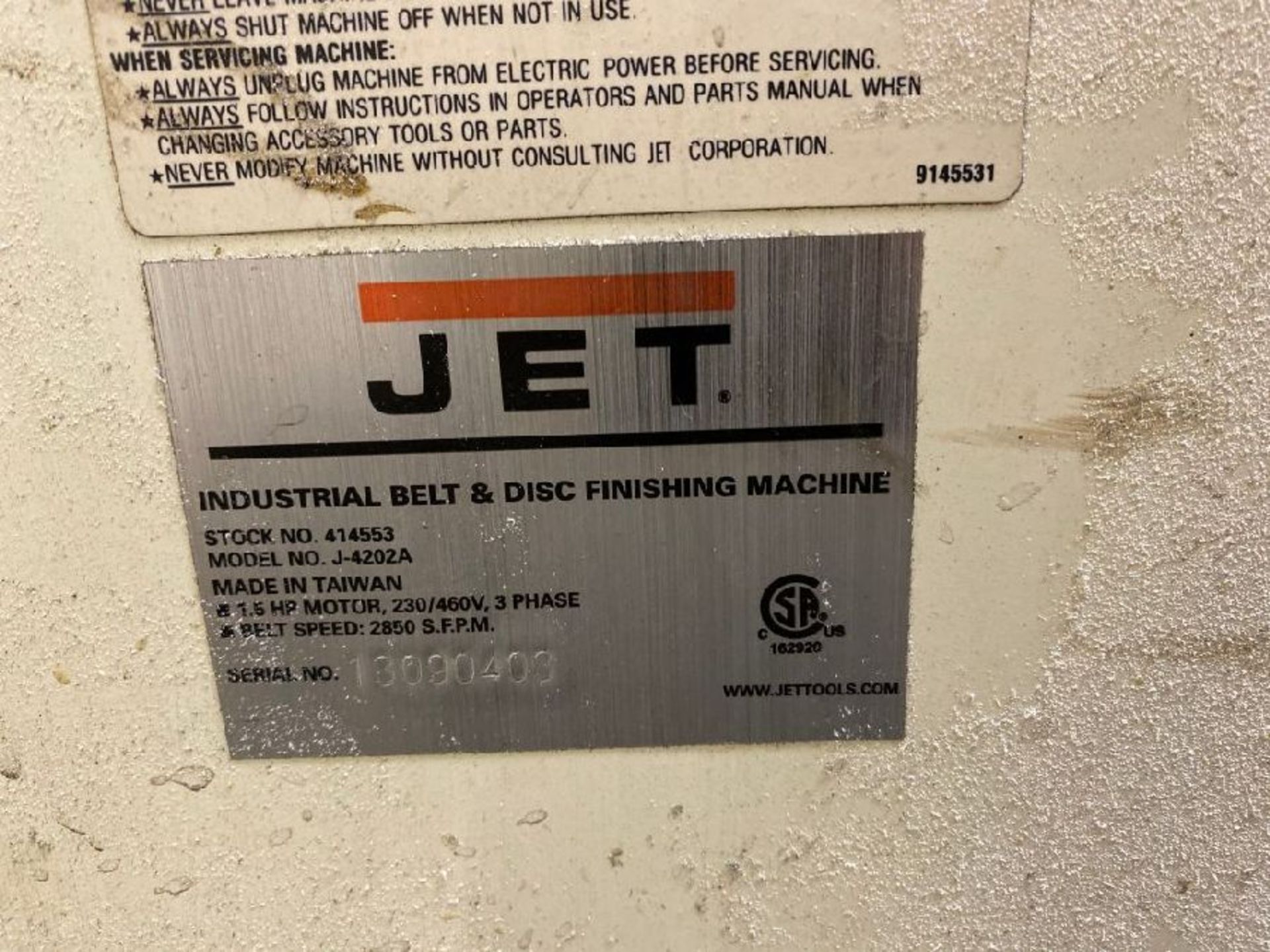Jet Model J-4202A Combination Belt & Disc Finisher - Image 4 of 4
