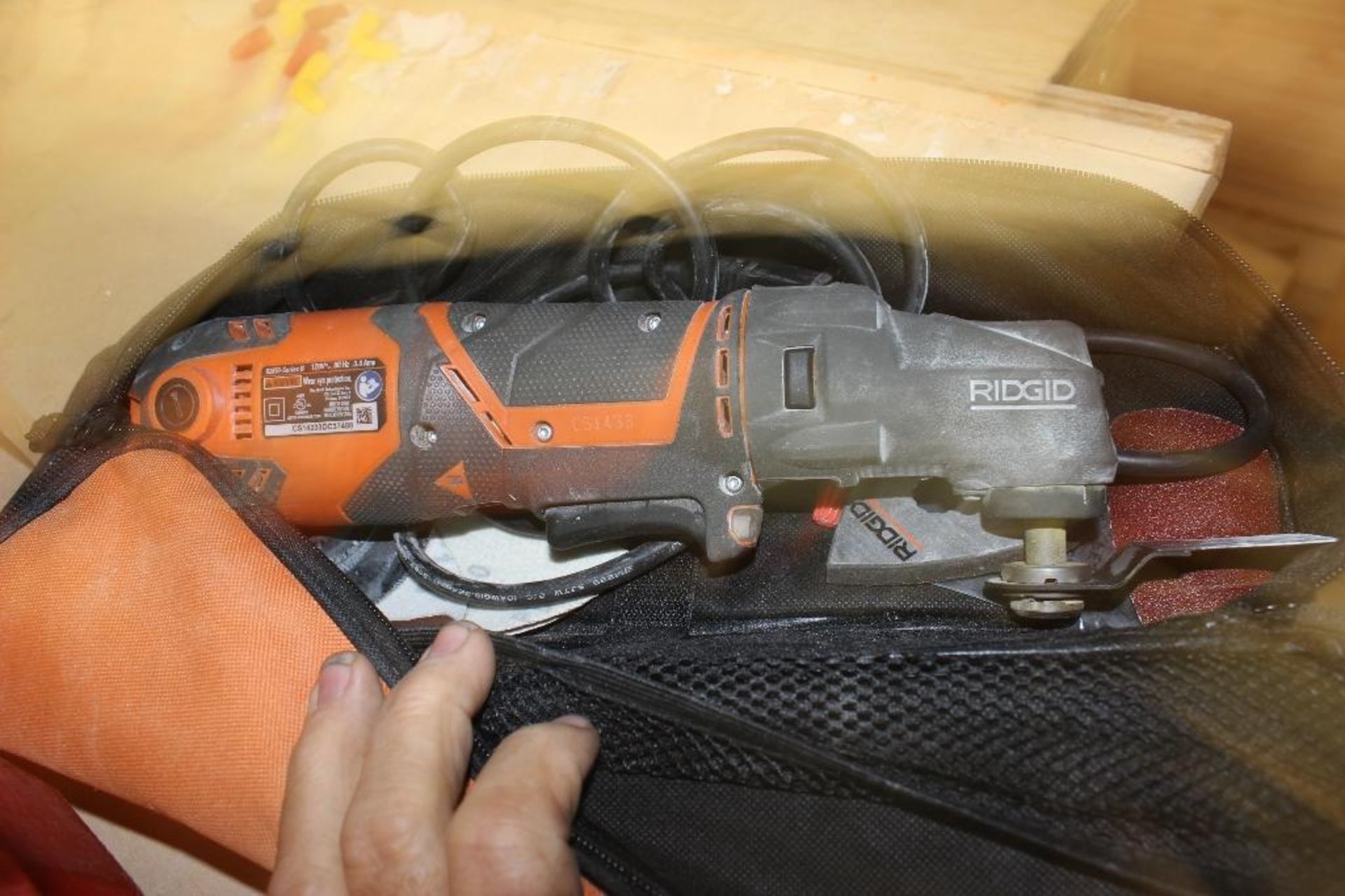 1- Ryobi cordless saw, 1- Millwaukee orbital sander cat # 6021-21 & 1- Ridgid model R2850 multi func - Image 3 of 4