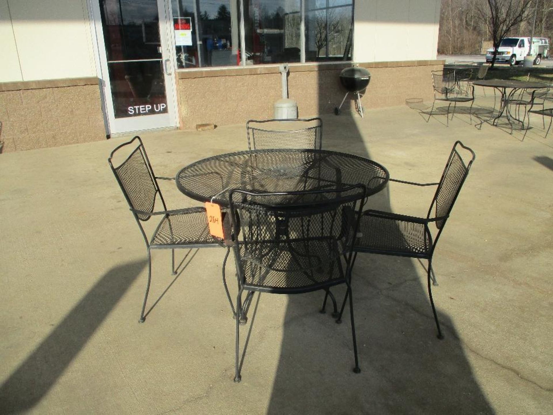 Out side Furniture ( 32 metal chairs, 8 round metal tables, 2 BBQ pits)