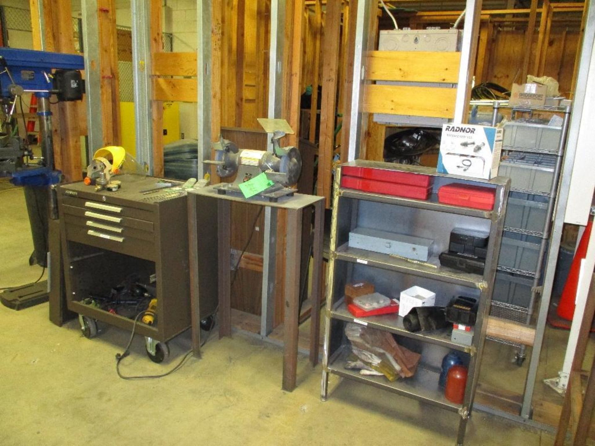Dayton 6" bench grinder, Kennedy rolling tool box and contents, Shelf with contents - Image 4 of 4