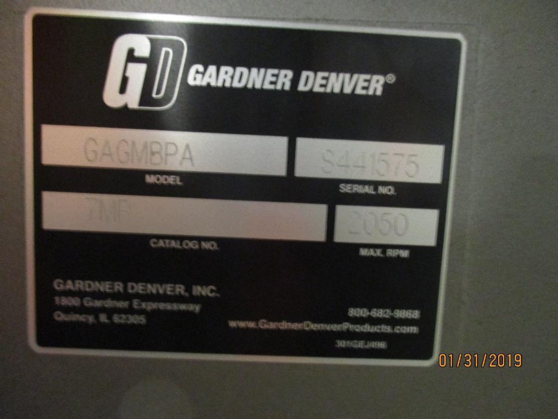 Gardner Denver Sutorbilt Vacuum Pump M/N GAGMBPA S/N S441575 - Image 2 of 2