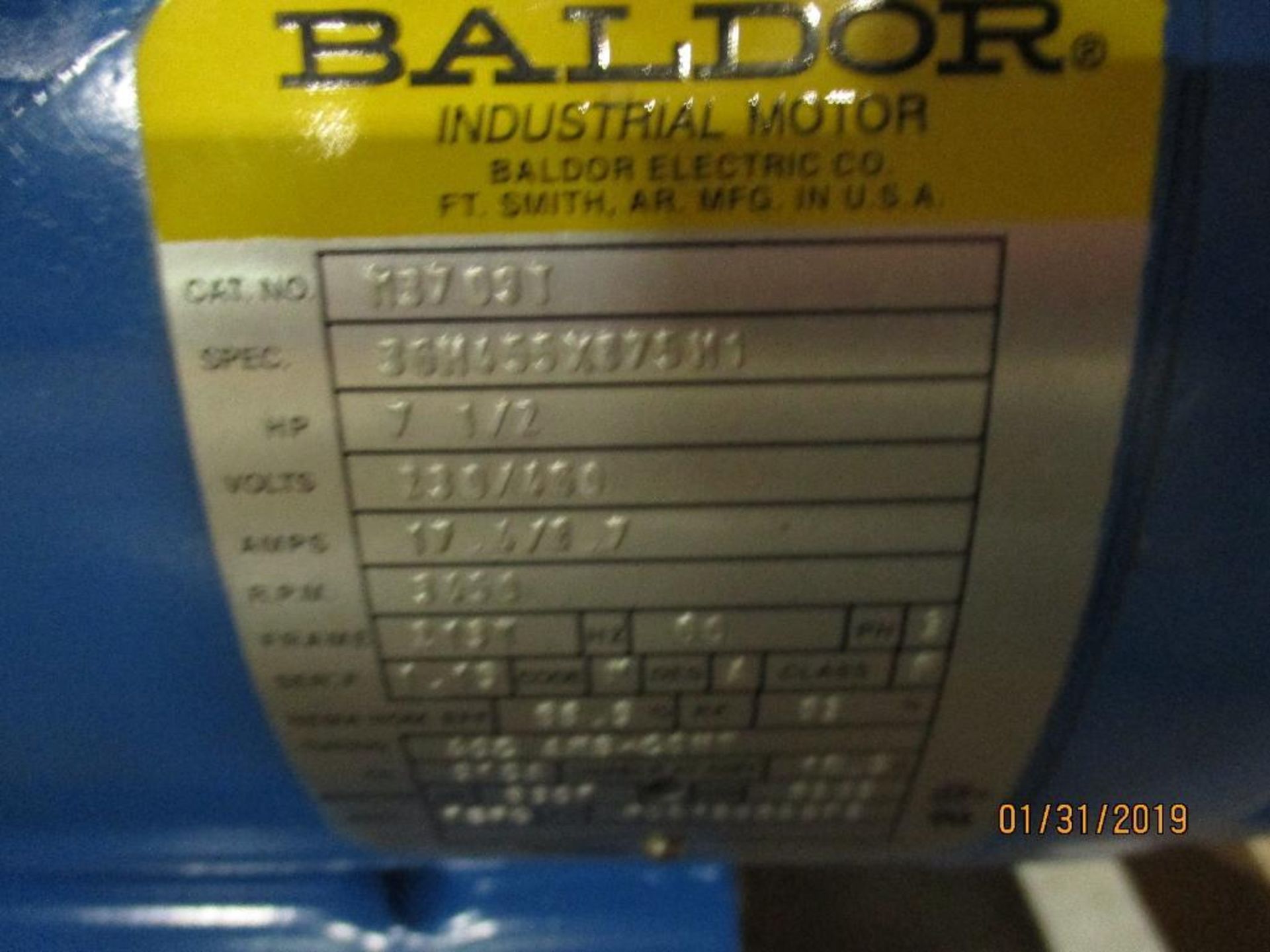 Two Baldor 7.5hp Motors Cat. No. M3709T & M3616T - Image 2 of 3