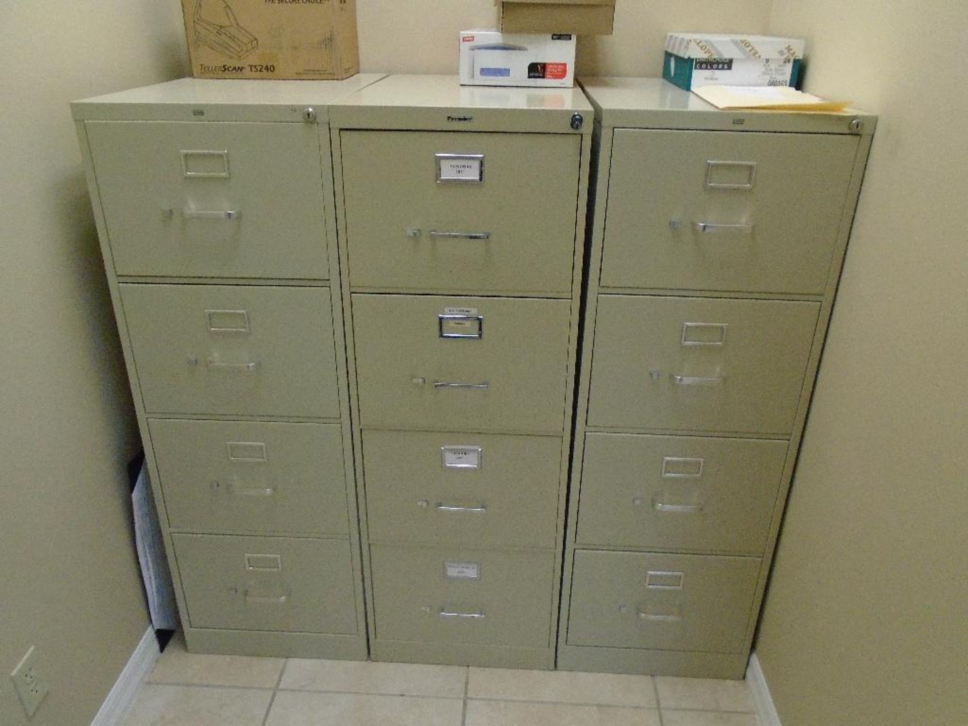 Office consisting of 2 chairs, HP printer model CP2025, 3- 4 drawer file cabinets; - Image 5 of 5