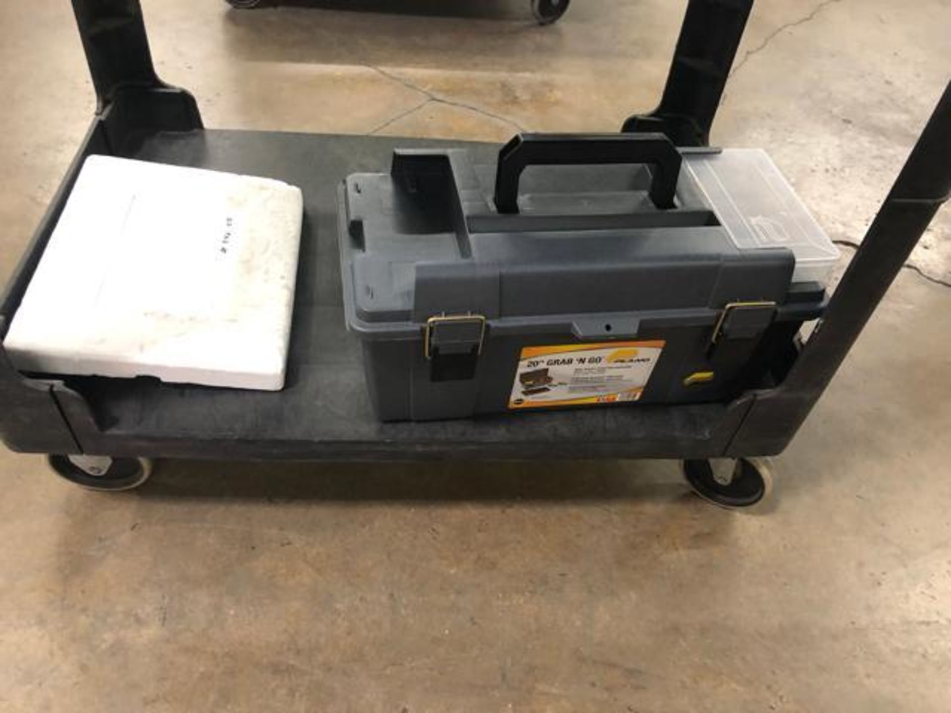 Plastic Shoop Cart with tool to include: Drill Set, 1ea Tap Con Set 500, 1 ea. Plano Tool Box Mdl:65 - Image 8 of 8