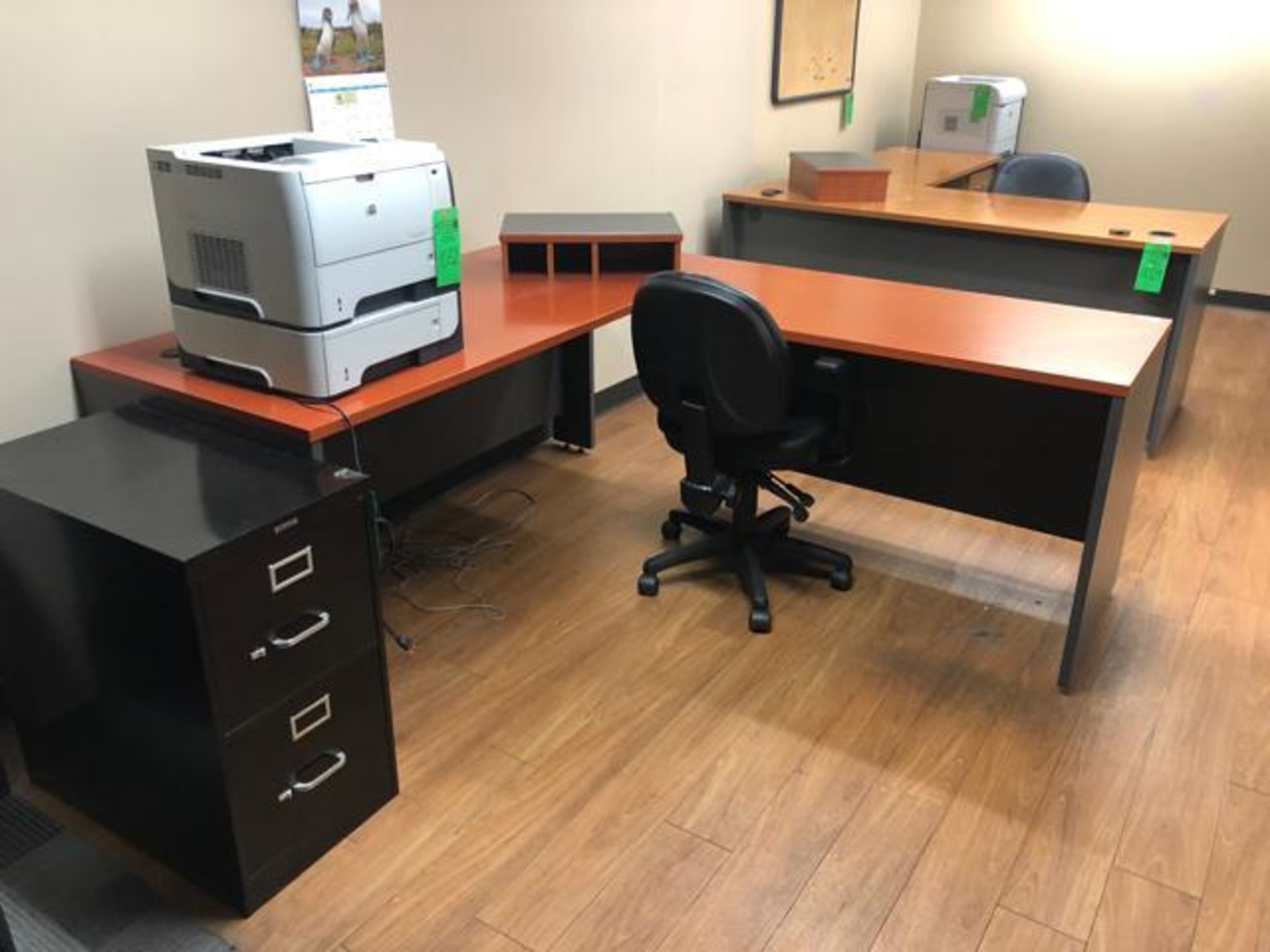 Office Furniture, To include: (1) Wood Desk 71" x 77"x 29"; (2) Anderson Hinchey 2 Drawer Metal File - Image 2 of 5