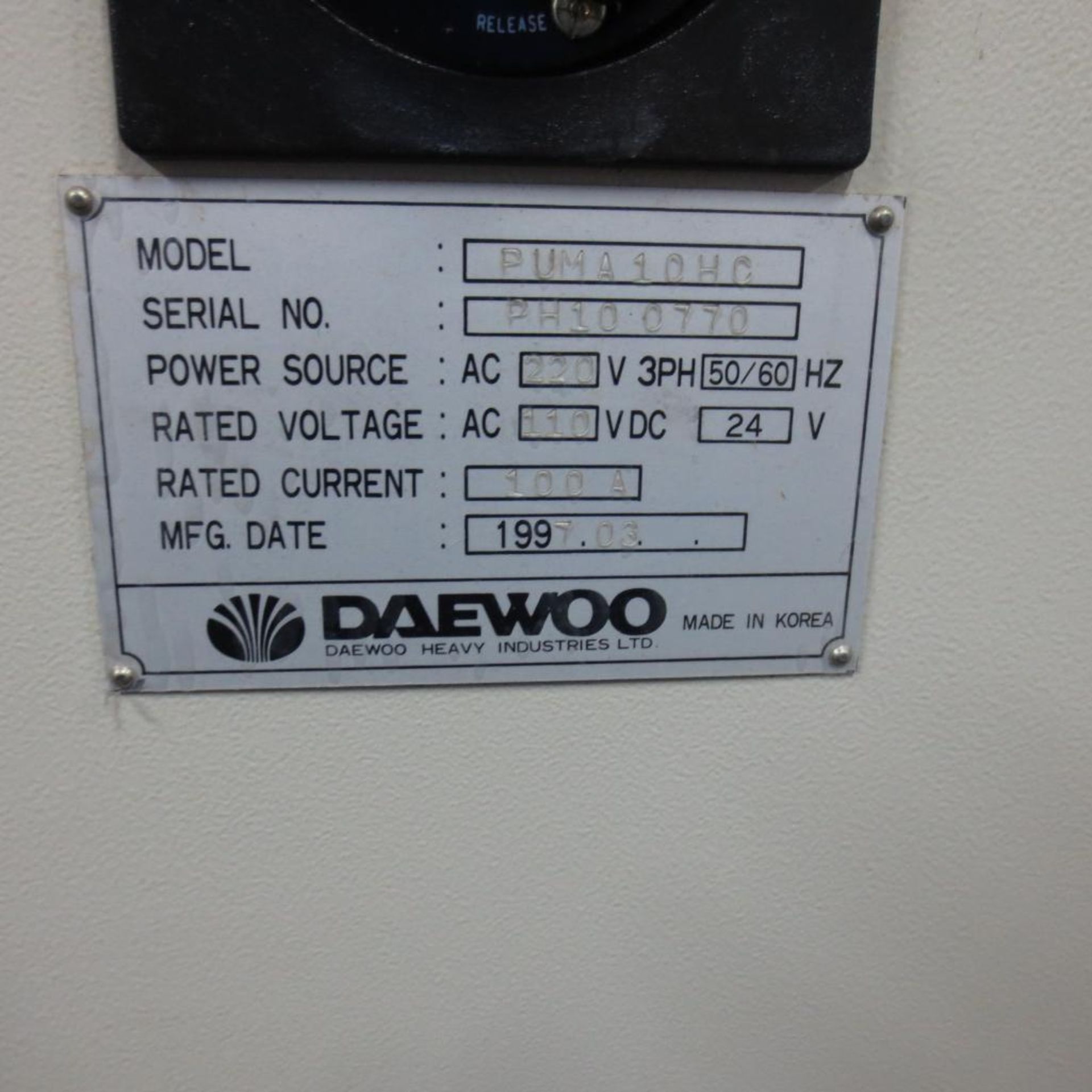 Daewoo Model Puma 10HC CNC Turning Center S/N PH100770 (1997) 10 Position Turret, Mitsubishi Model M - Image 8 of 8