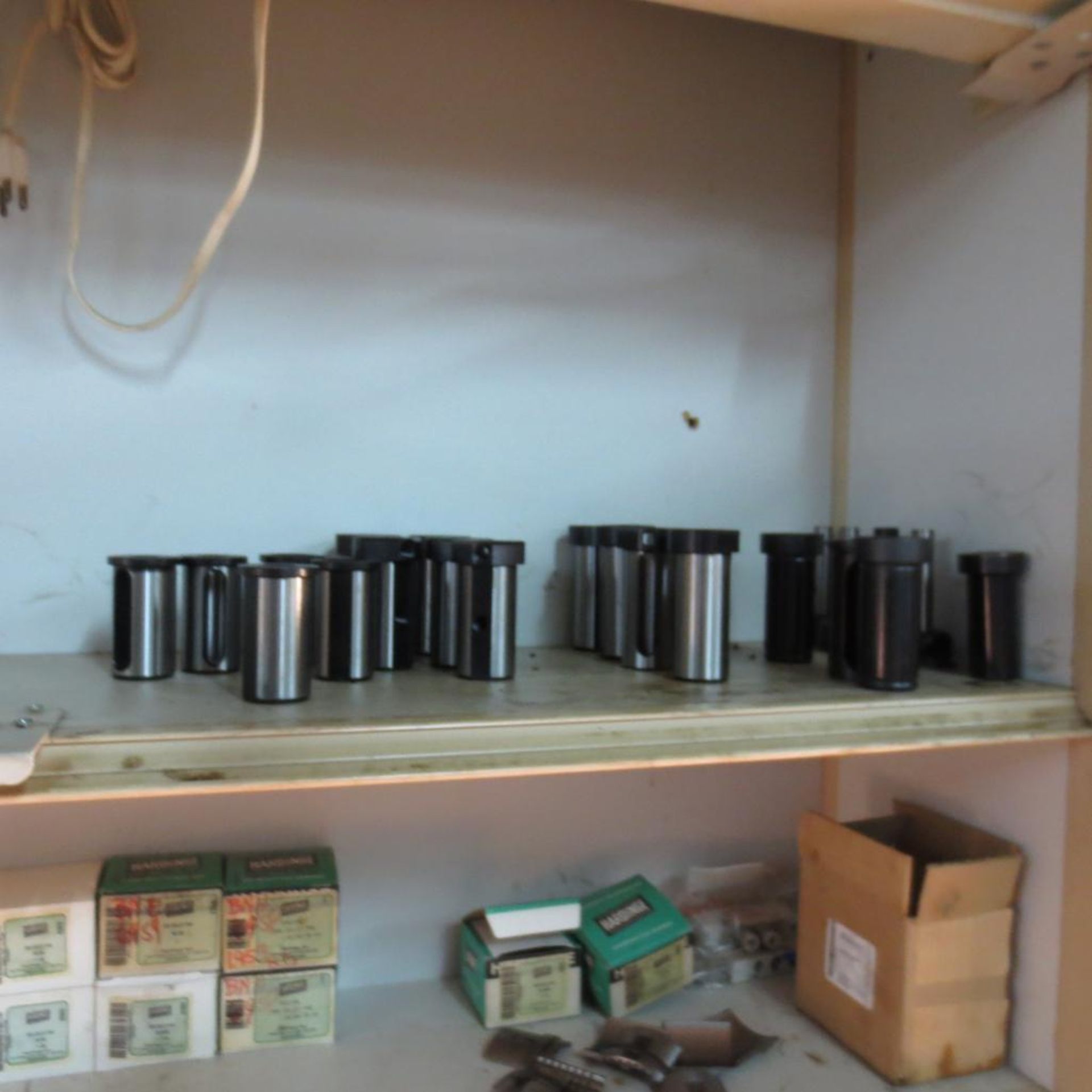 (2) Shelfs with Holders, Collet Pads and Bar Feeder Parts - Image 3 of 5