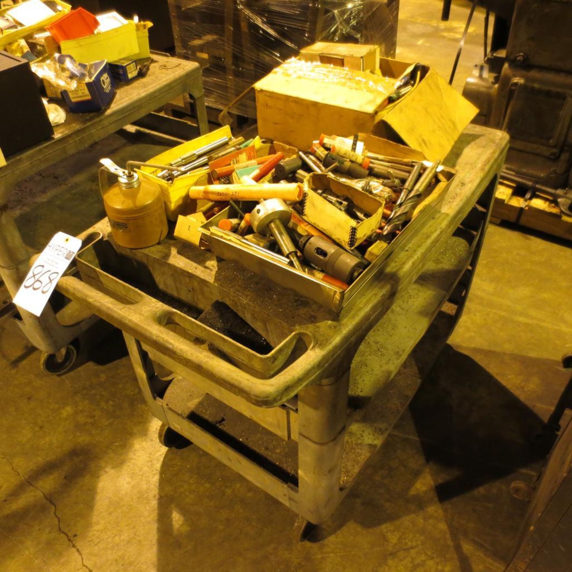 Cart with New and used drills and Reamers