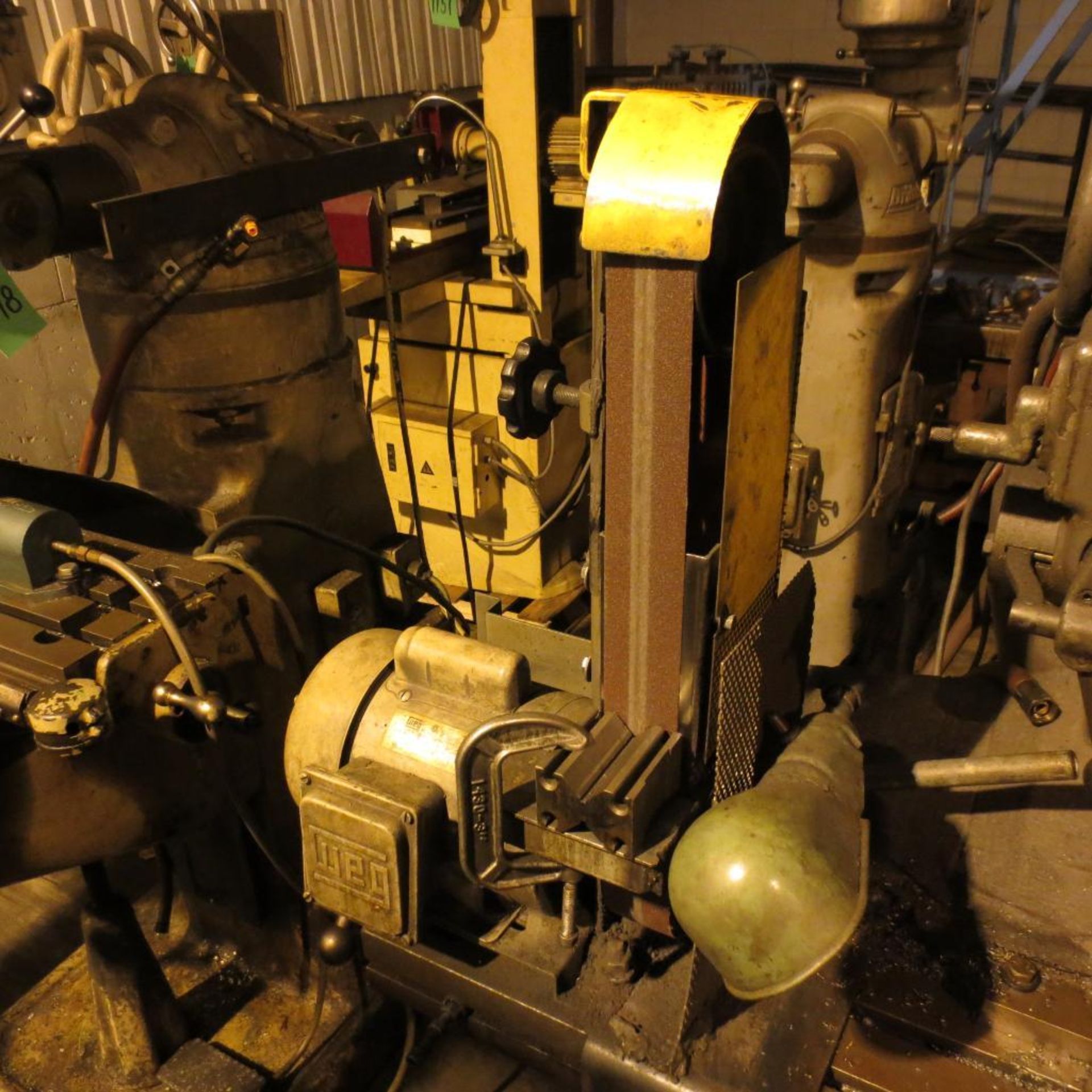 Bridgeport Vertical Milling Machine, 42"x 9" Table Head, S/N J12732 with Belt Sander *RIGGING $65* - Image 4 of 4