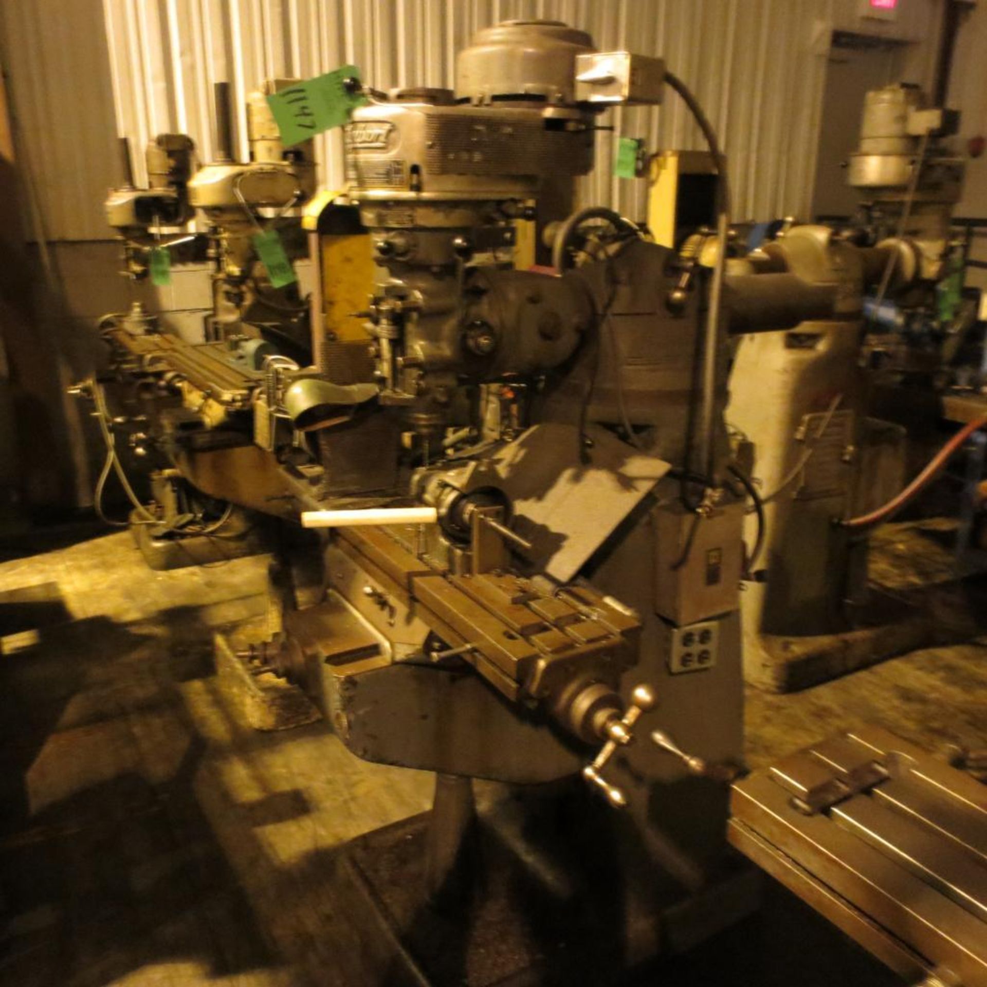 Bridgeport Vertical Milling Machine, 42"x 9" Table Head, S/N J12732 with Belt Sander *RIGGING $65*