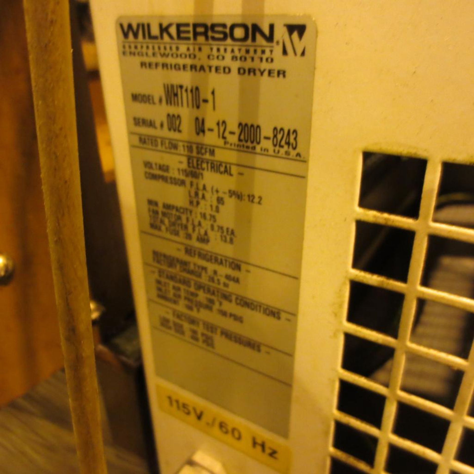 Wilkersonmdl.WHT110-1 Air Dryer, S/N 00204-12-2000-8243 *RIGGING $65* - Image 3 of 4