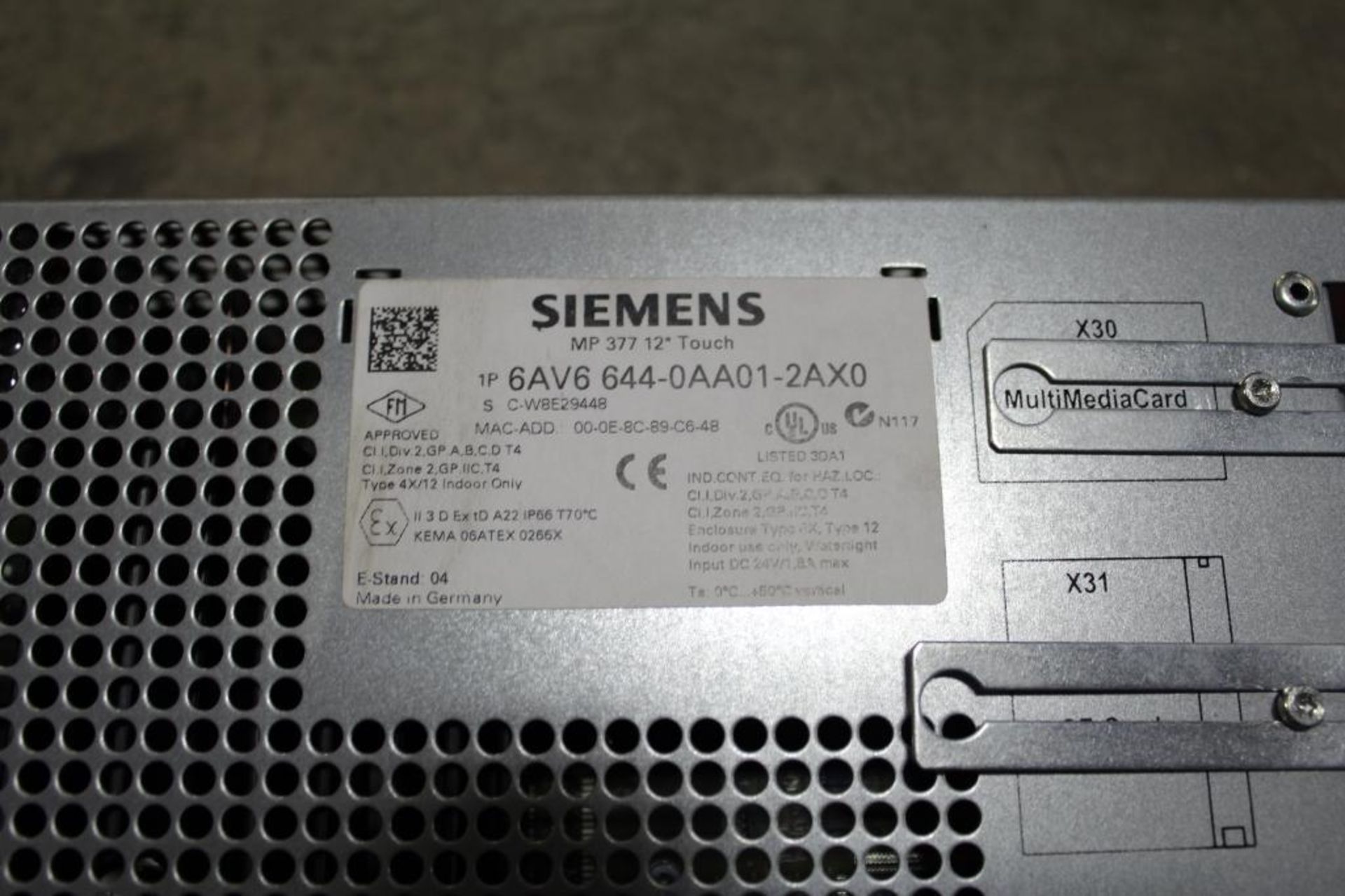 Siemens 6AV6 644-0AA01-2AX0 *Cosmetic Damage* Simatic Multi Panel Touch - Image 2 of 2