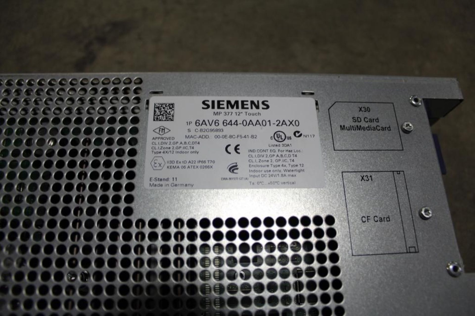 Siemens 6AV6 644-0AA01-2AX0 *Cosmetic Damage* Simatic Multi Panel Touch - Image 2 of 2