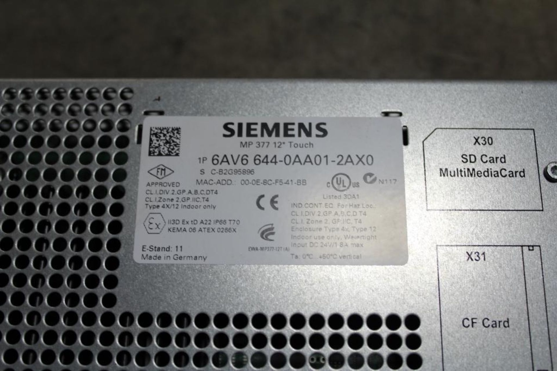 Siemens 6AV6 644-0AA01-2AX0 *Cosmetic Damage* Simatic Multi Panel Touch - Image 2 of 2
