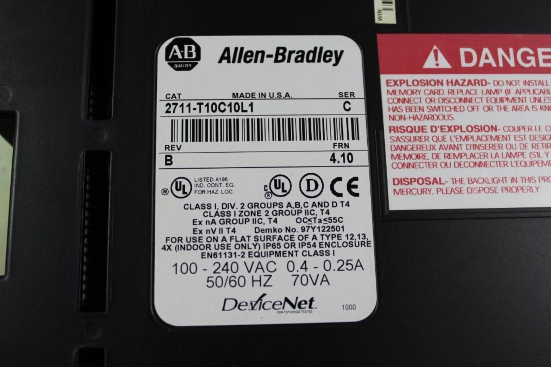 Allen-Bradley 2711-T10C10L1 PanelView 1000 - Image 2 of 2