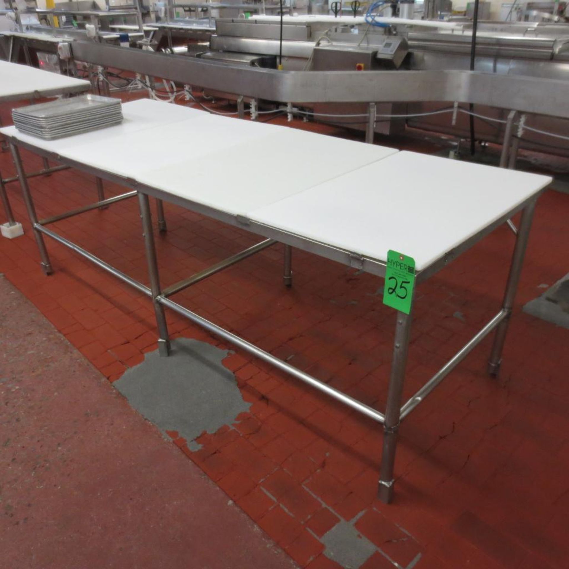 96" X 36" Stainless Table Frame with (4) 36" X 24" Cutting Board Table Tops ( No Contents ) - Image 2 of 2