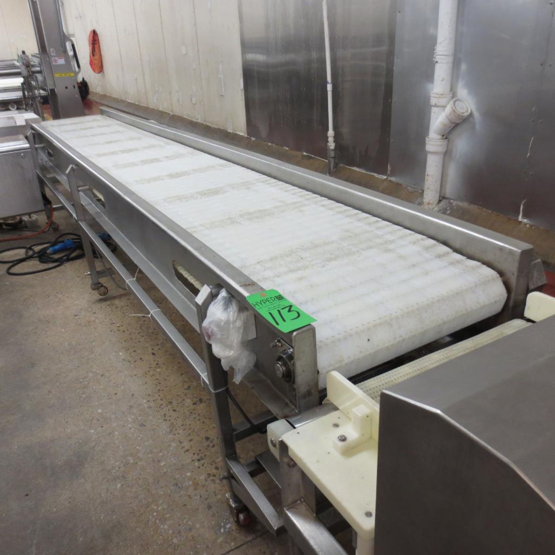 15' Long Power Belt Conveyor, Stainless Frame, 2' Wide Belt