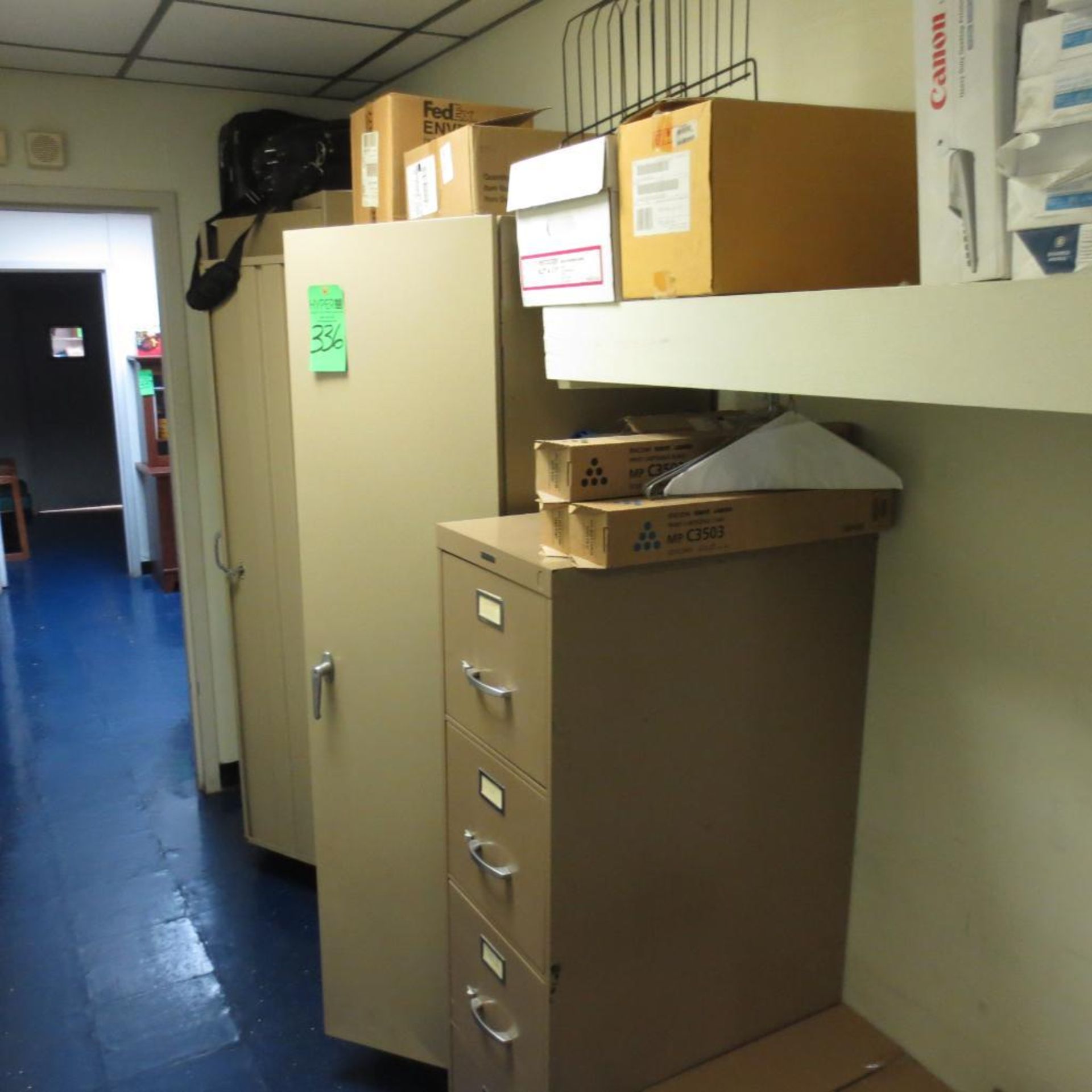 (2) Cabinets and File Cabinet with Contents (No Paper Work )