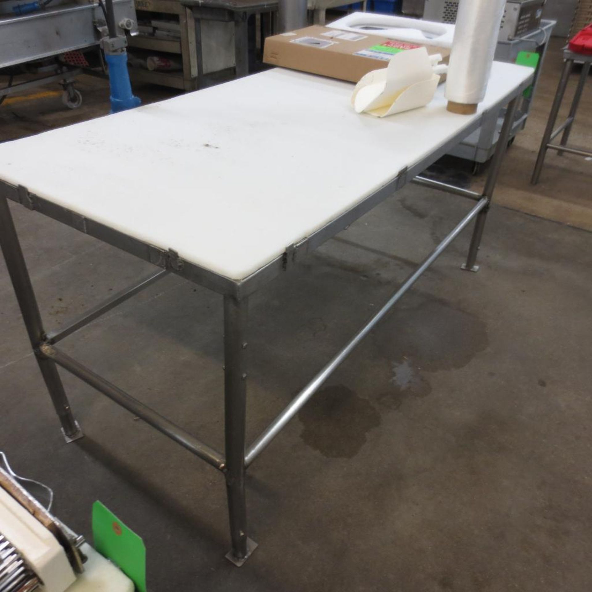 72" X 30" Stainless Table Frame with Cutting Board Table Top ( No Contents ) - Image 2 of 2