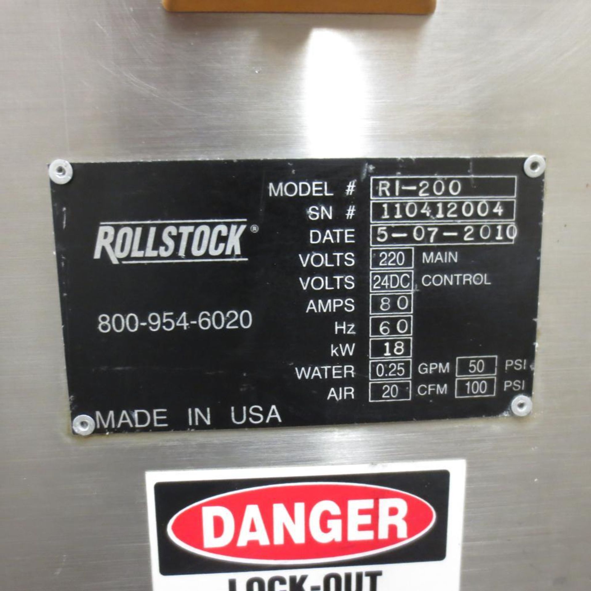 Rollstock RI-200 Rollstock Packaging Line, Year 2010, S/N 110412004 - Image 13 of 16