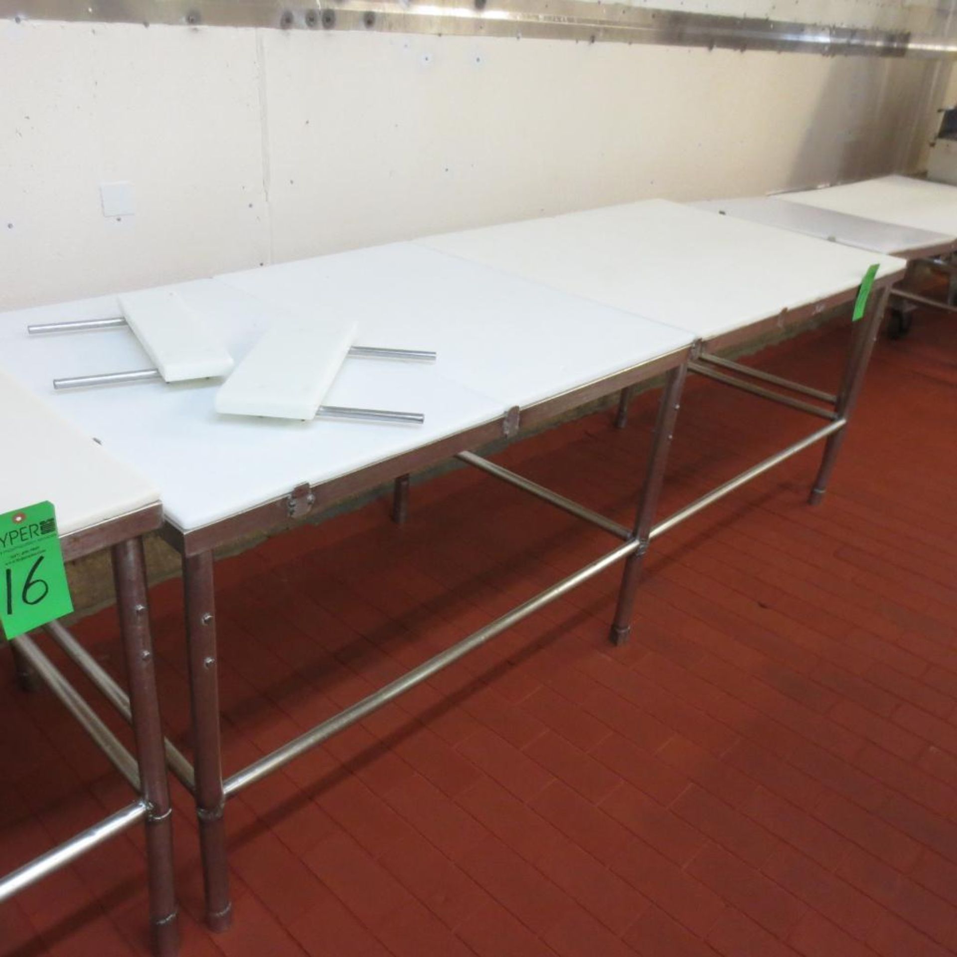 8' X 3' Stainless Table Frame with (4) 3' X 2' Cutting Board Table Tops - Image 2 of 2