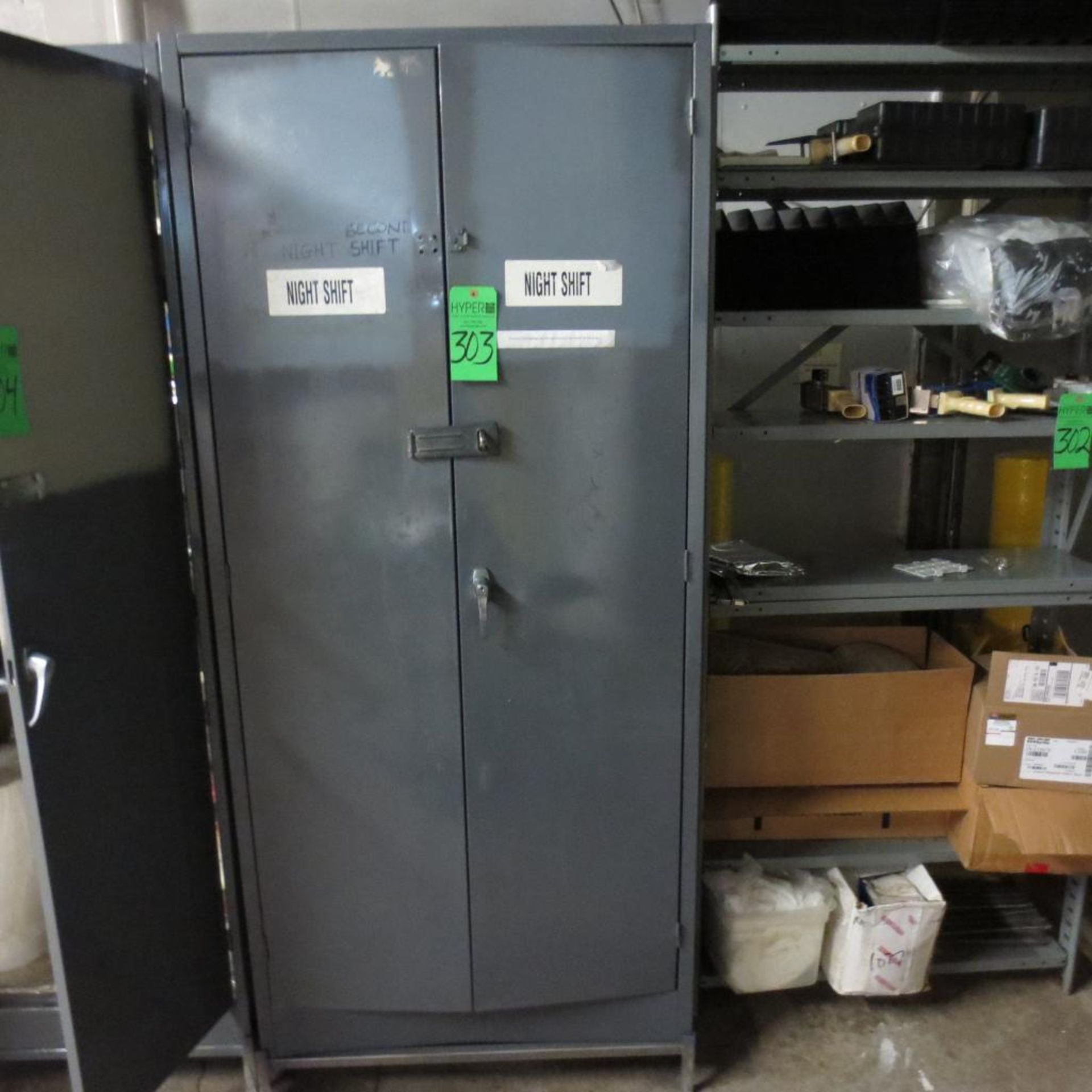 Two Door Cabinet with Scale and Contents