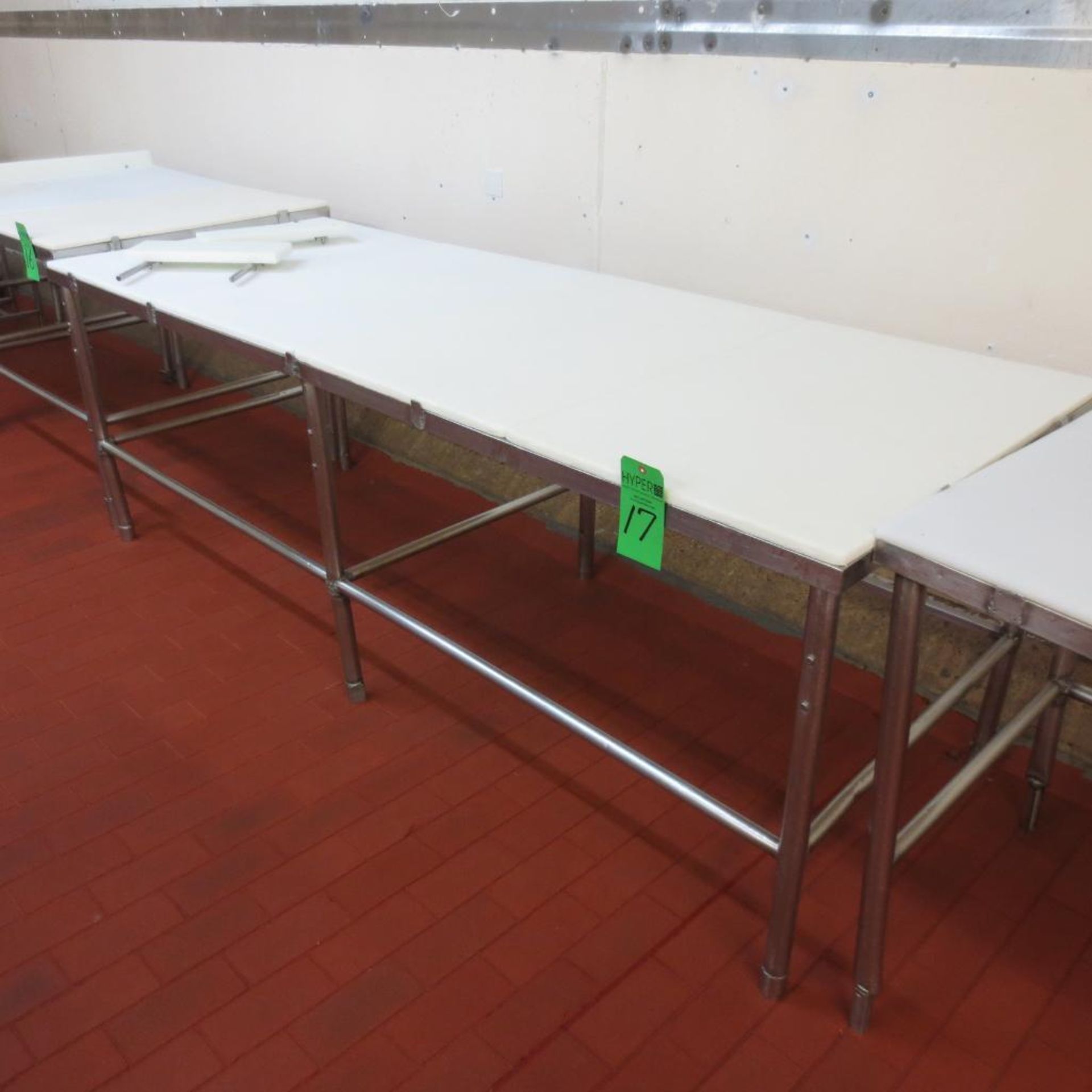 8' X 3' Stainless Table Frame with (4) 3' X 2' Cutting Board Table Tops