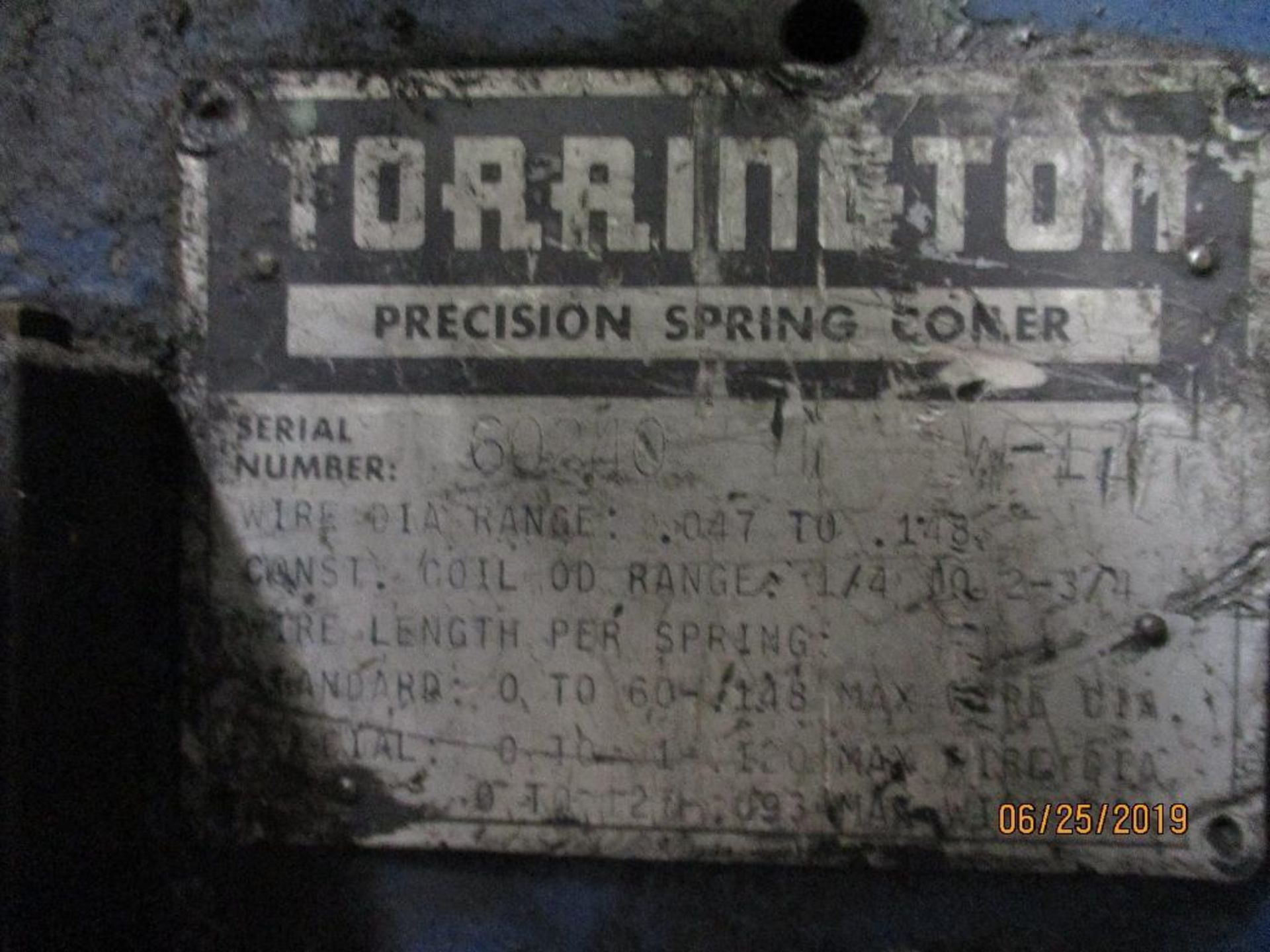 Torrington Precision Spring Coiler S/N 60240 W-12, Wire Dia. Range .047" to .148", Coil OD Range 1/4 - Image 5 of 9