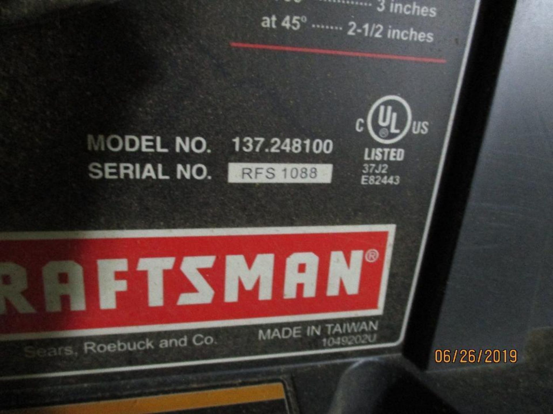 Craftsman 10" Table Saw M/N 137.248100 S/N RFS 1088, Located at 800 West Broadway St. Three Rivers, - Image 4 of 4