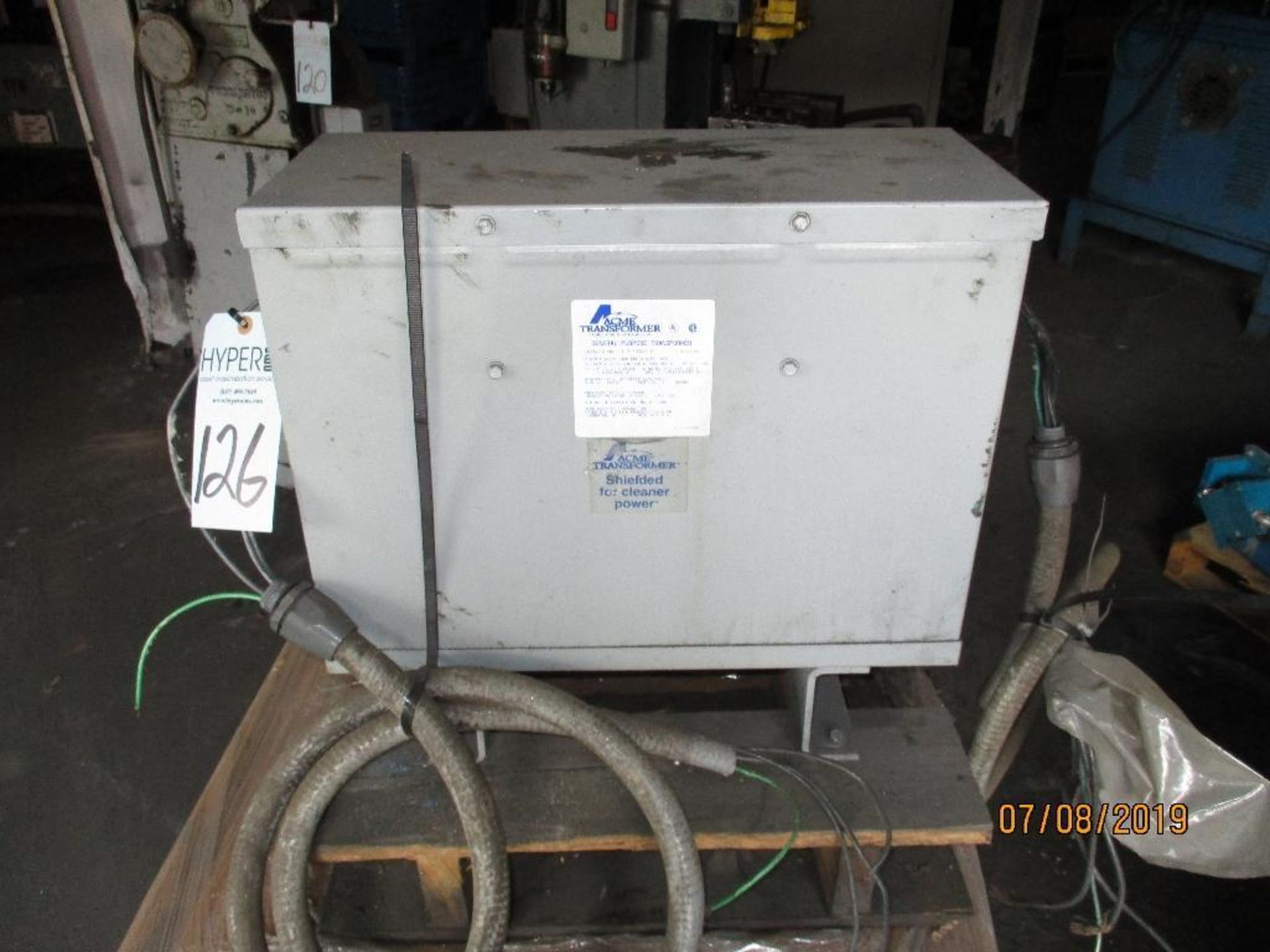Acme Transformer Cat No. T-3-53341-18, 15kva, 60hz, 3ph, 245lbs, Located at 600 Old Hull Rd. Athens,