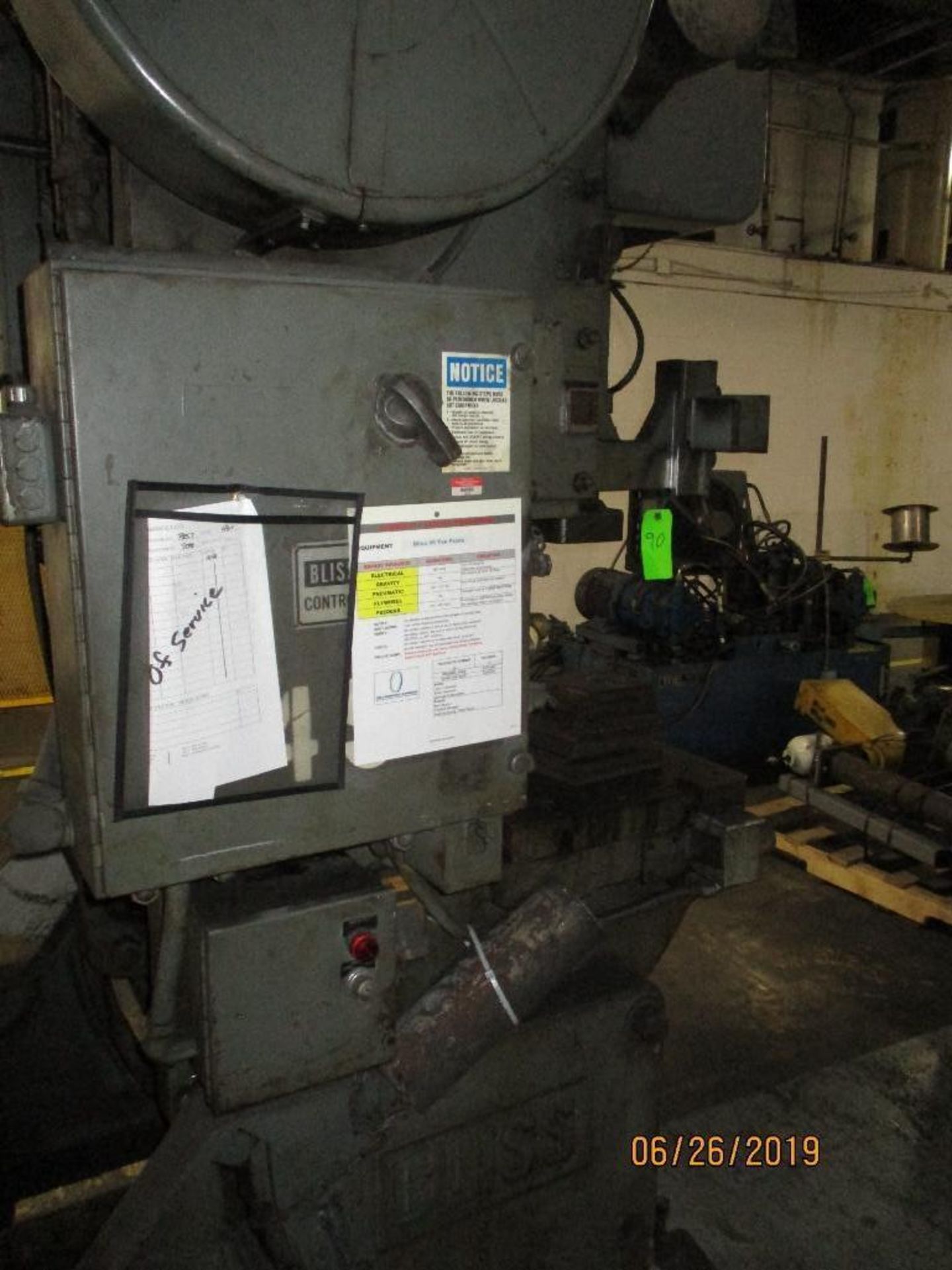 Bliss 45 Ton Press, M/N C-45, 3" Slide Adjustment, 6" Stroke, 13 1/2" Shot Height, Needs New Drive, - Image 6 of 8