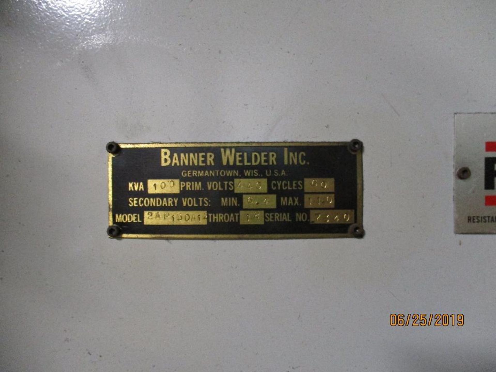 Banner Spot Welder M/N 2AP150A1 S/N 7340, Located at 800 West Broadway St. Three Rivers, MI. 49095 - Image 9 of 10